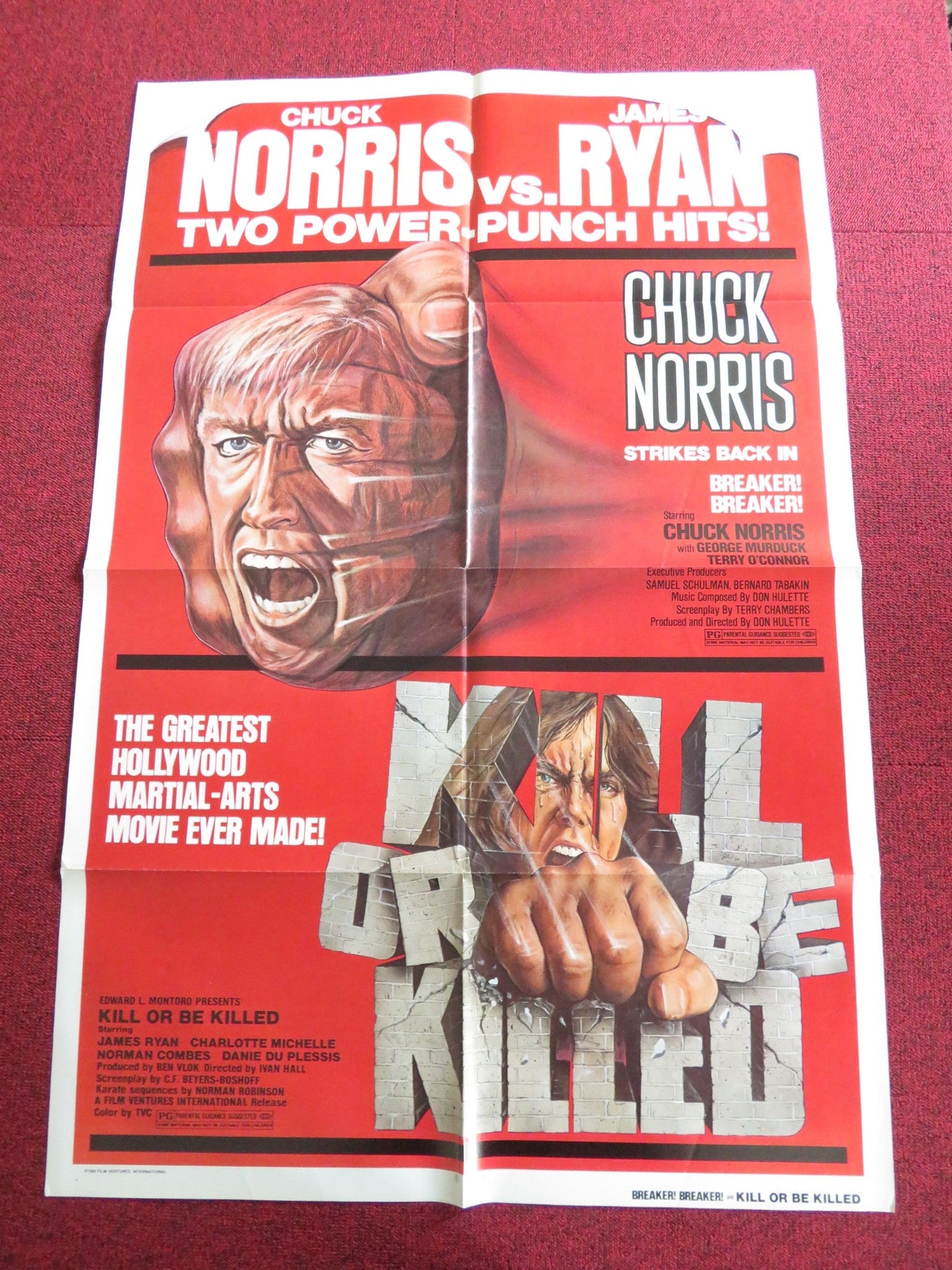 KILL OR BE KILLED / KARATE KILLER COMBO - B FOLDED US ONE SHEET POSTER 1980 Rendezvous Cinema Movie posters