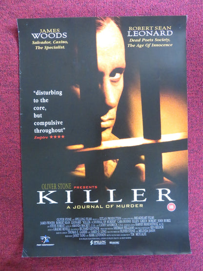 KILLER: A JOURNAL OF MURDER VHS VIDEO POSTER JAMES WOODS ROBERT S. LEONARD 1996 Rendezvous Cinema Movie posters