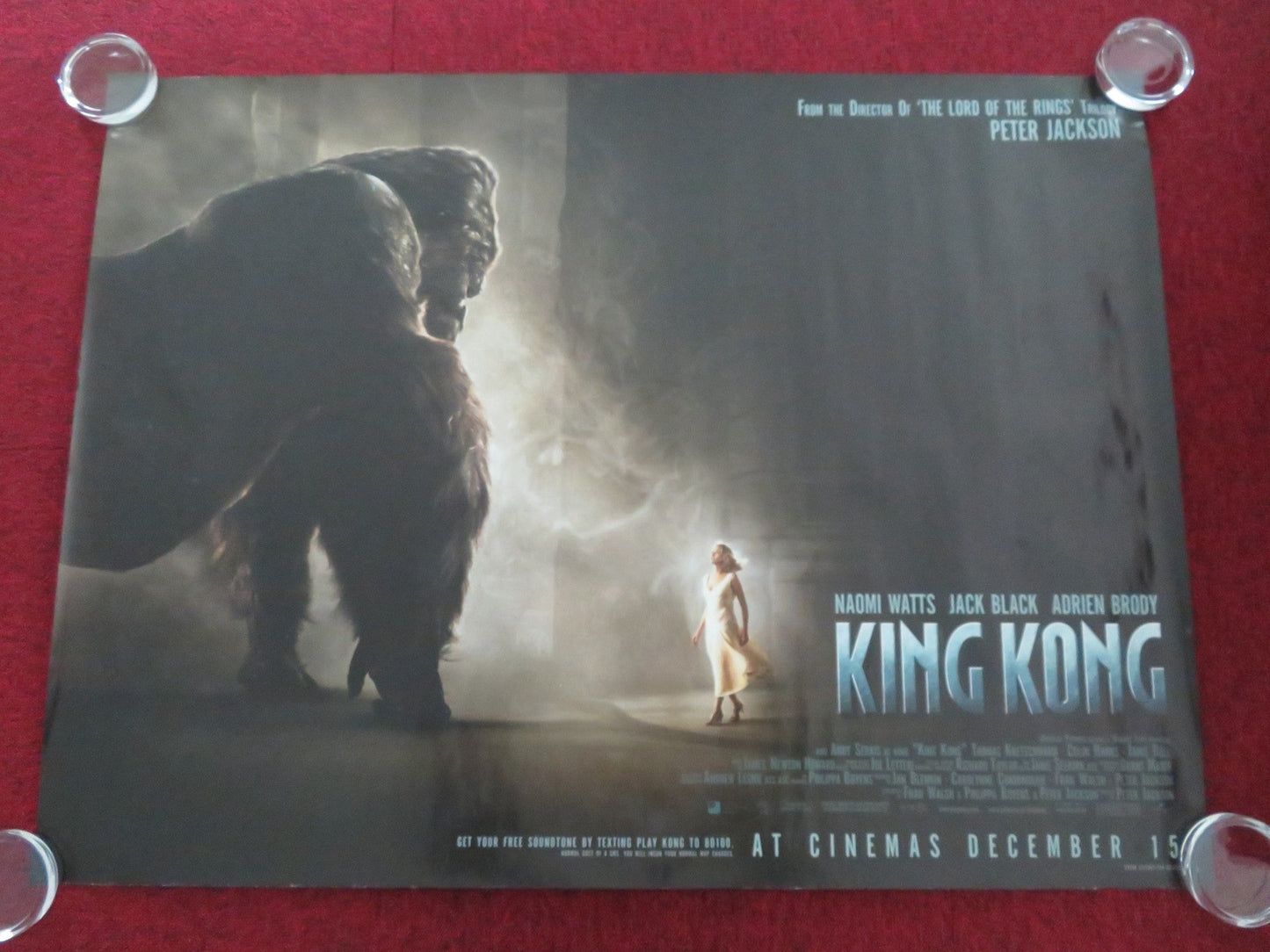 KING KONG - A UK QUAD ROLLED POSTER NAOMI WATTS JACK BLACK 2005 Movie posters