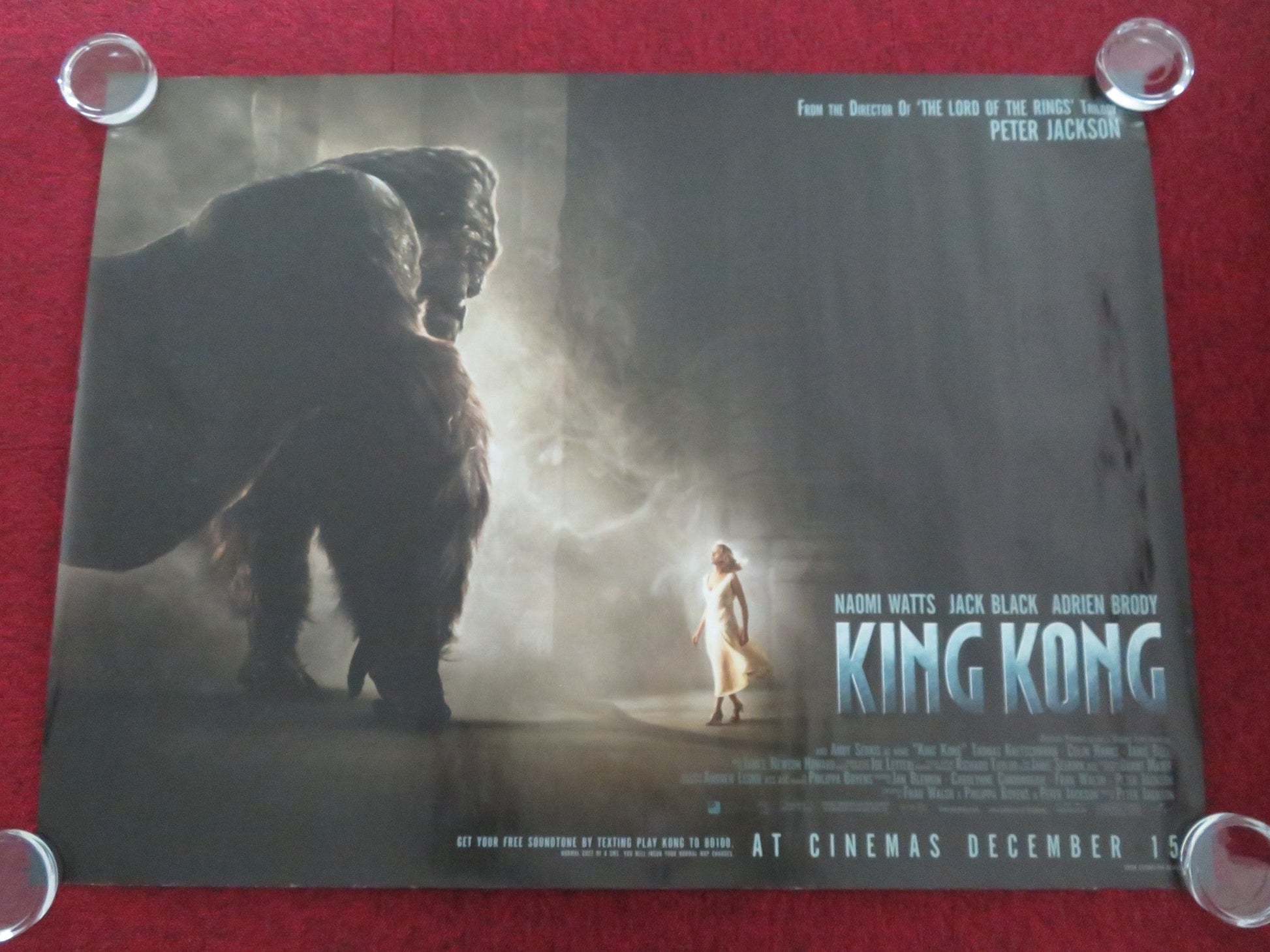 KING KONG - A UK QUAD ROLLED POSTER NAOMI WATTS JACK BLACK 2005 Movie posters