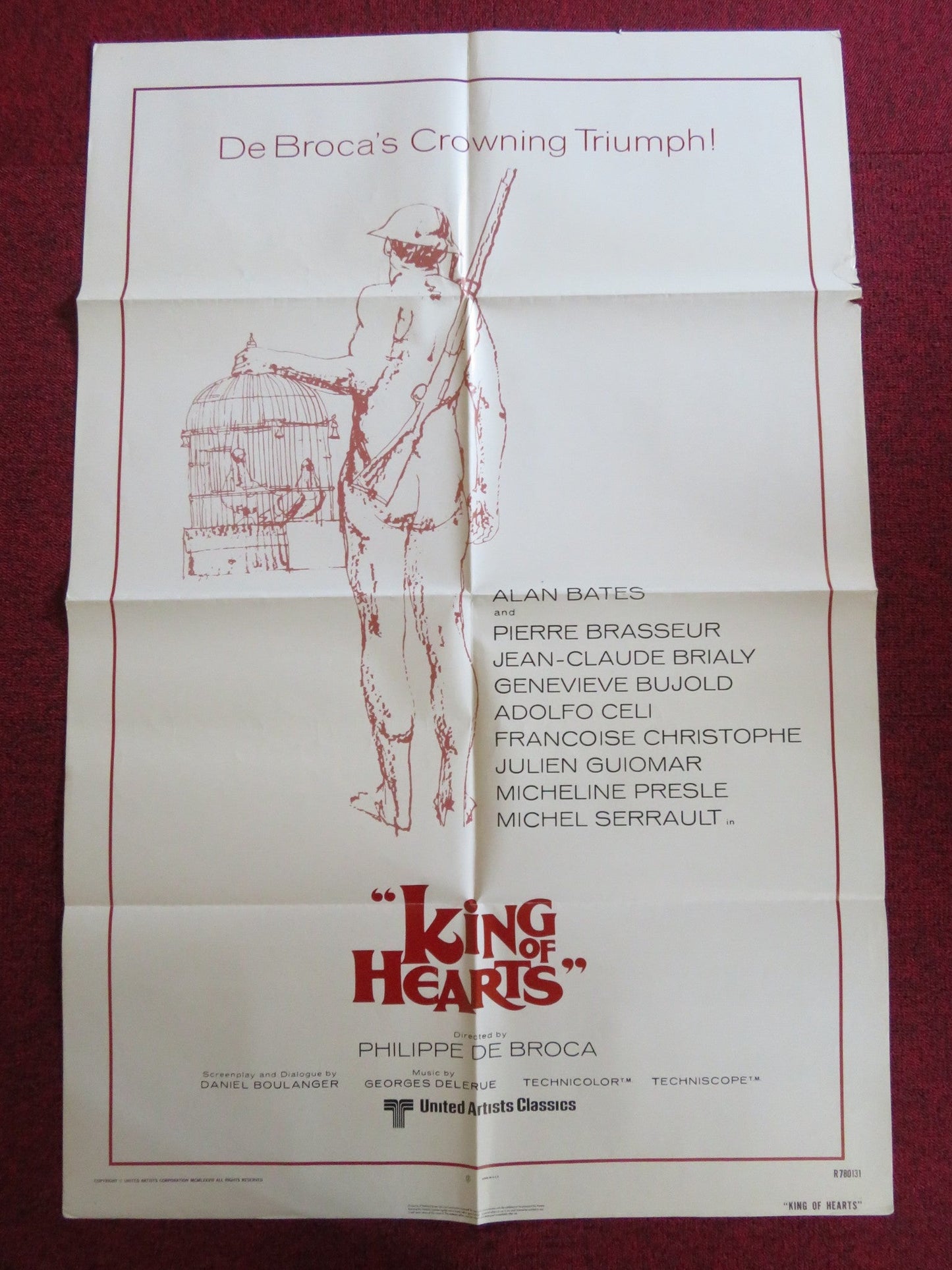 KING OF HEARTS FOLDED US ONE SHEET POSTER PIERRE BRASSEUR J - C BRIALY 1978 Rendezvous Cinema Movie posters