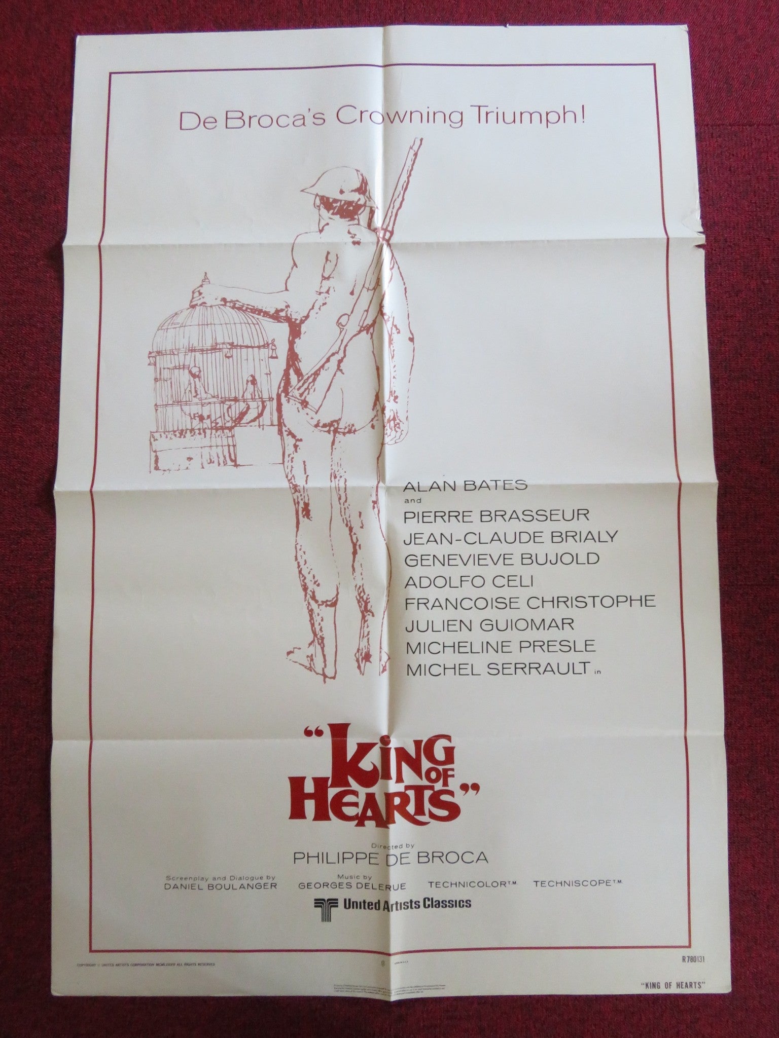 KING OF HEARTS FOLDED US ONE SHEET POSTER PIERRE BRASSEUR J - C BRIALY 1978 Rendezvous Cinema Movie posters
