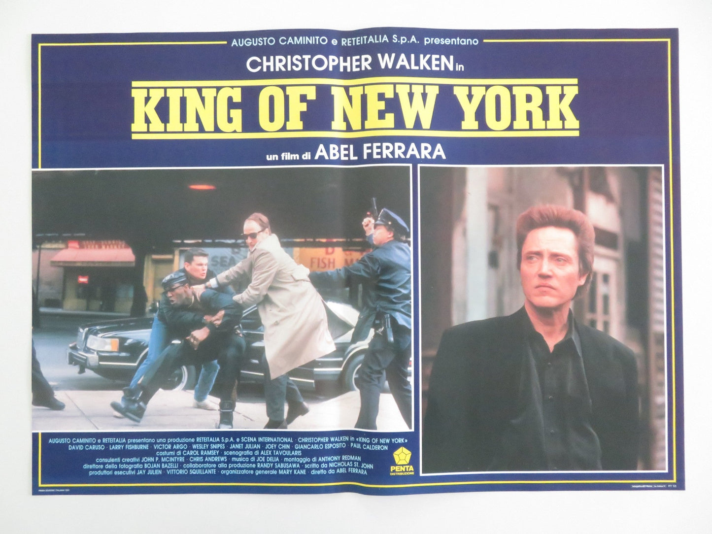 KING OF NEW YORK - E ITALIAN FOTOBUSTA POSTER CHRISTOPHER WALKEN CARUSO 1991 Rendezvous Cinema Movie posters