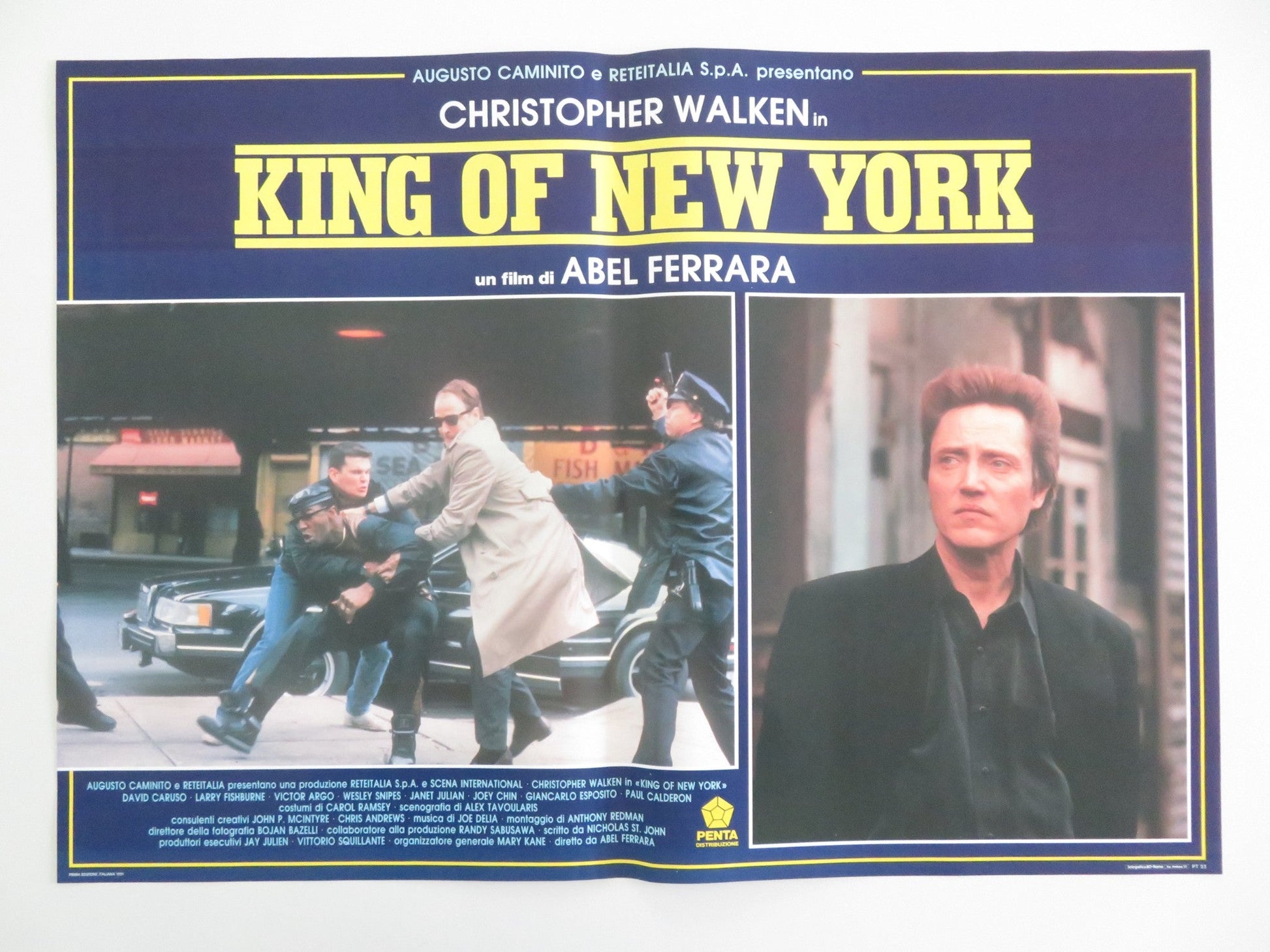 KING OF NEW YORK - E ITALIAN FOTOBUSTA POSTER CHRISTOPHER WALKEN CARUSO 1991 Rendezvous Cinema Movie posters