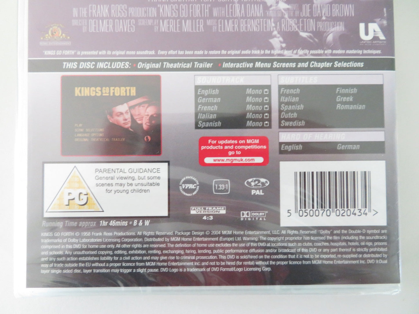 KINGS GO FORTH (DVD) FRANK SINATRA TONY CURTIS 1958 REGION 2 Movie posters