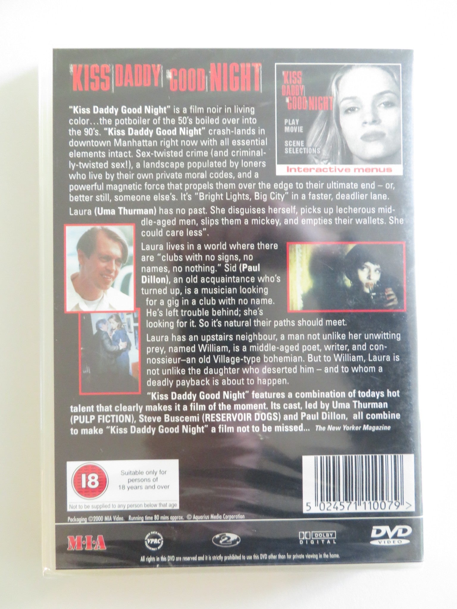 KISS DADDY GOODNIGHT (DVD) UMA THURMAN STEVE BUSCEMI 1987 REGION 2 Rendezvous Cinema Movie posters
