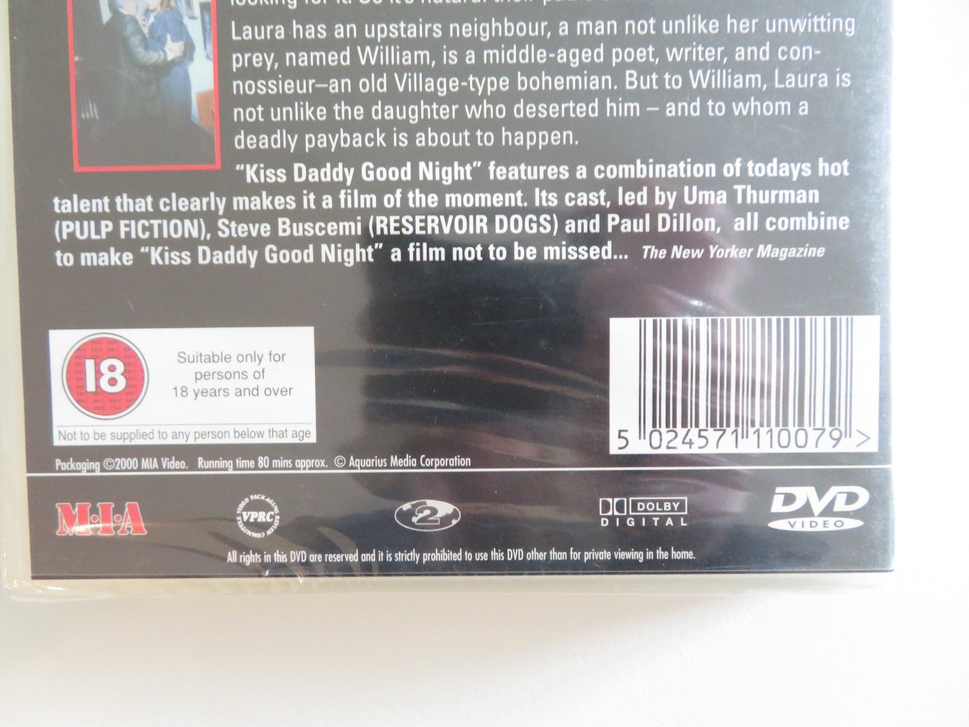 KISS DADDY GOODNIGHT (DVD) UMA THURMAN STEVE BUSCEMI 1987 REGION 2 Rendezvous Cinema Movie posters