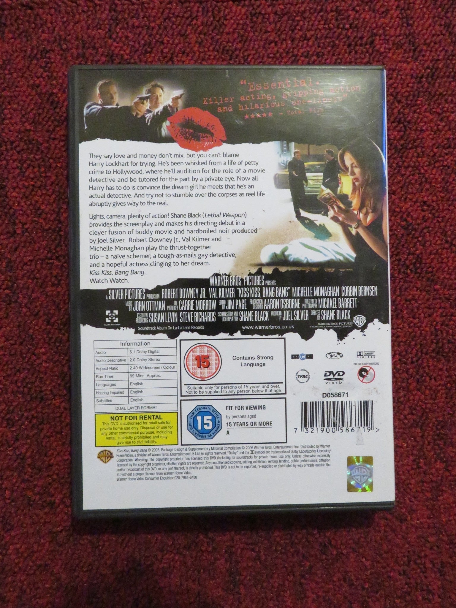 KISS KISS BANG BANG (DVD) ROBERT DOWNEY JR. VAL KILMER 2005 REGION 2 Rendezvous Cinema Movie posters