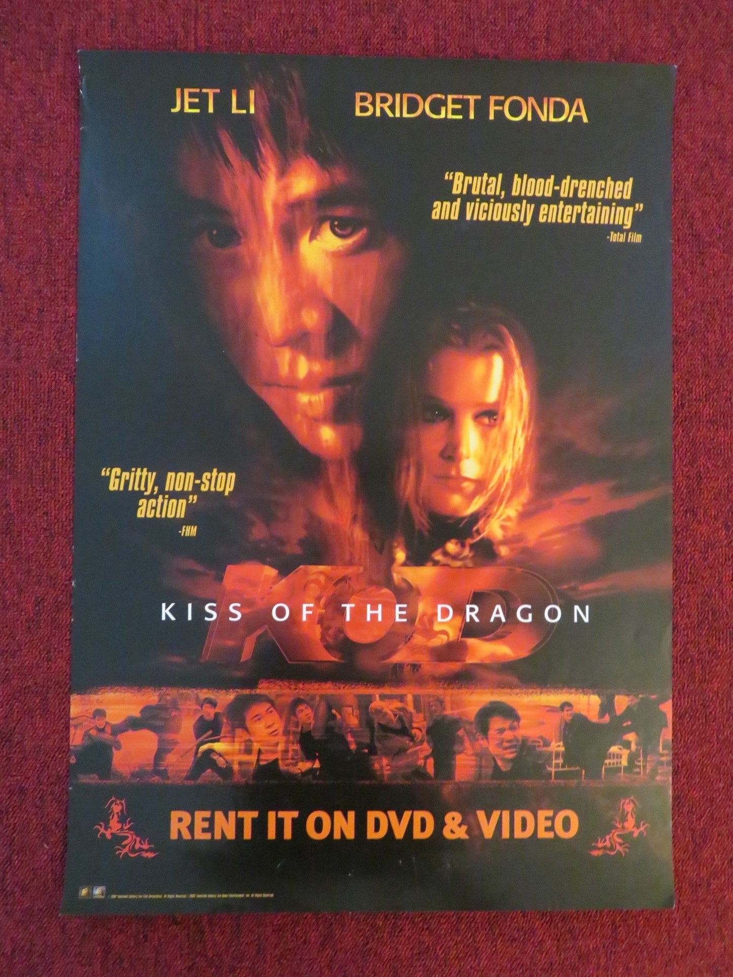 KISS OF THE DRAGON VHS & DVD VIDEO POSTER JET LI BRIDGET FONDA 2001 Rendezvous Cinema Movie posters