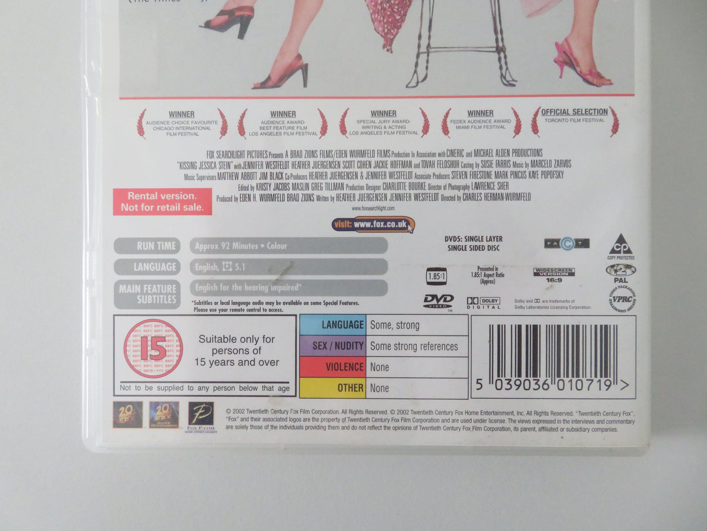 Kissing Jessica Stein (DVD) Jennifer Westfeldt Heather Juergensen 2002 Region 2 Movie posters