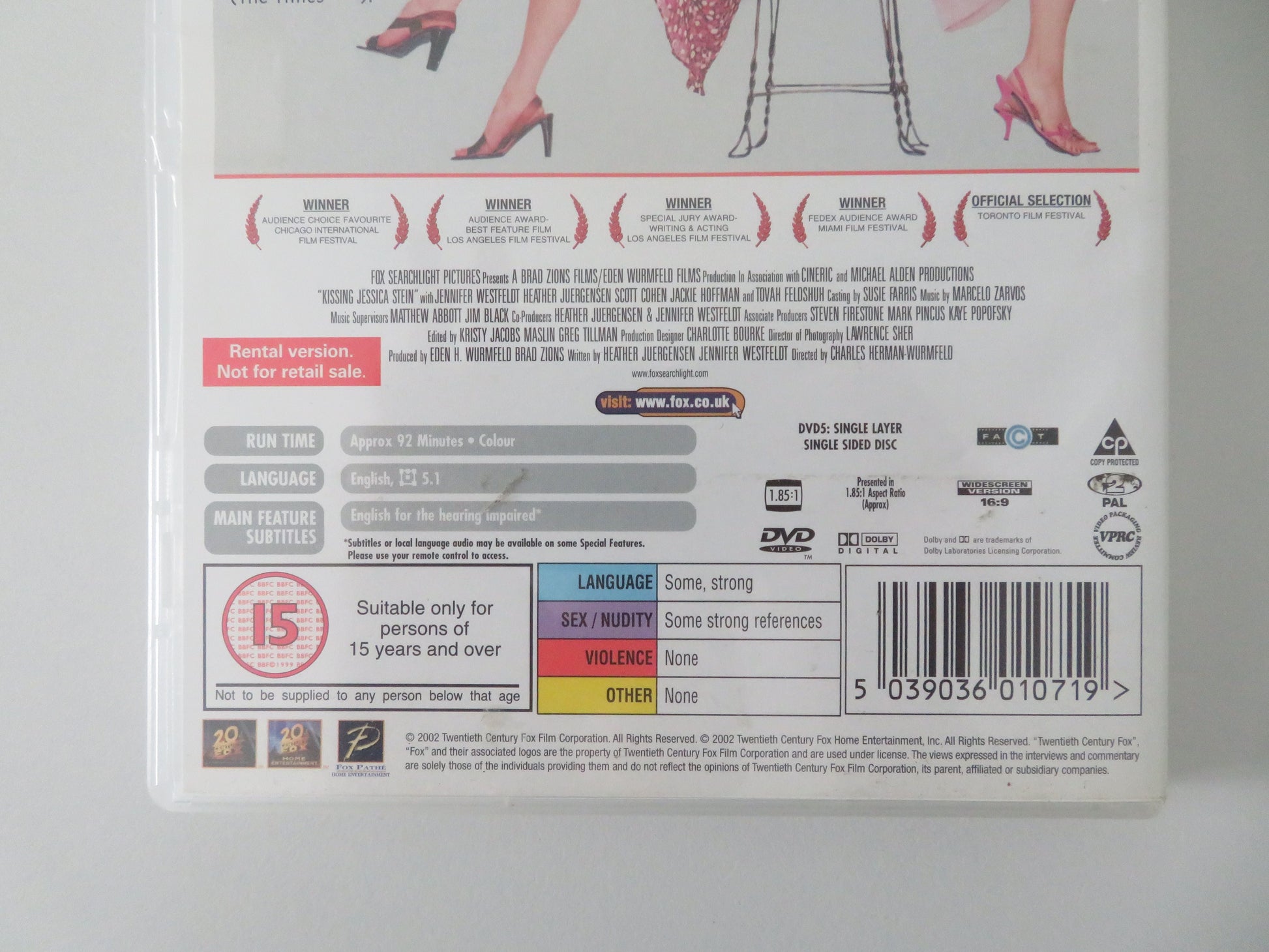 Kissing Jessica Stein (DVD) Jennifer Westfeldt Heather Juergensen 2002 Region 2 Movie posters
