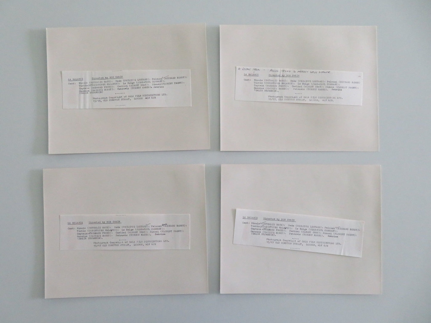 LA BALANCE - A MOVIE STILL PHOTO LOT OF 4 NATHALIE BAYE PHILIPPE LEOTARD 1982 Movie posters