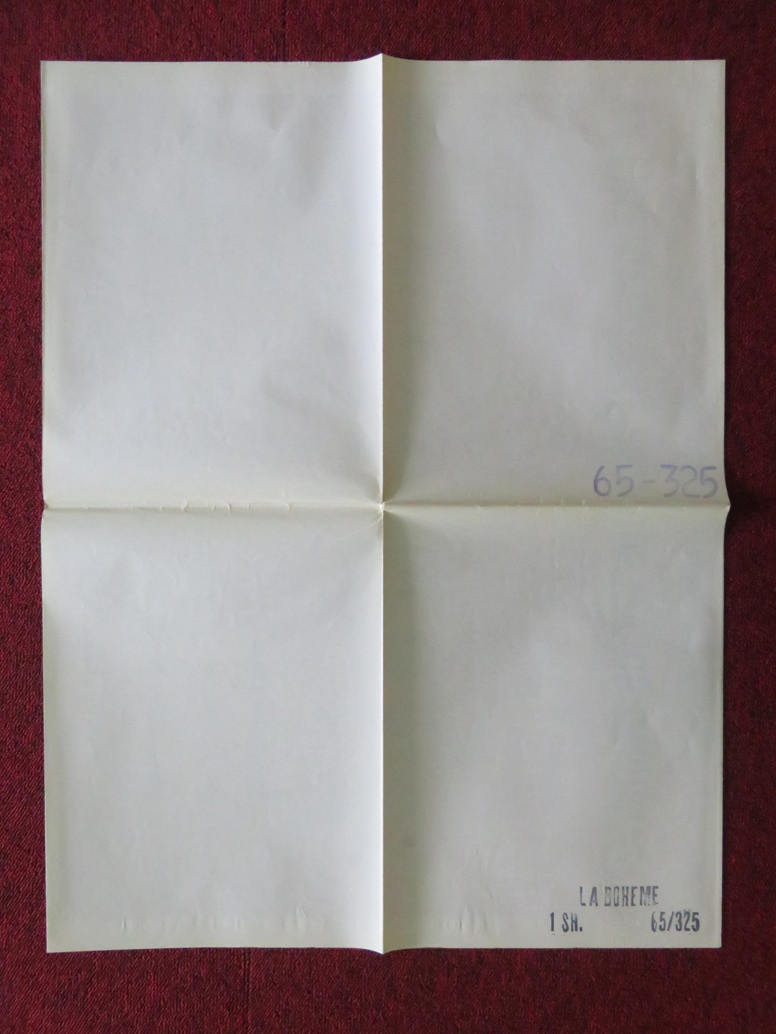 LA BOHEME FOLDED US ONE SHEET POSTER GIANNI RAIMONDI ROLANDO PANERAI 1965 Movie posters