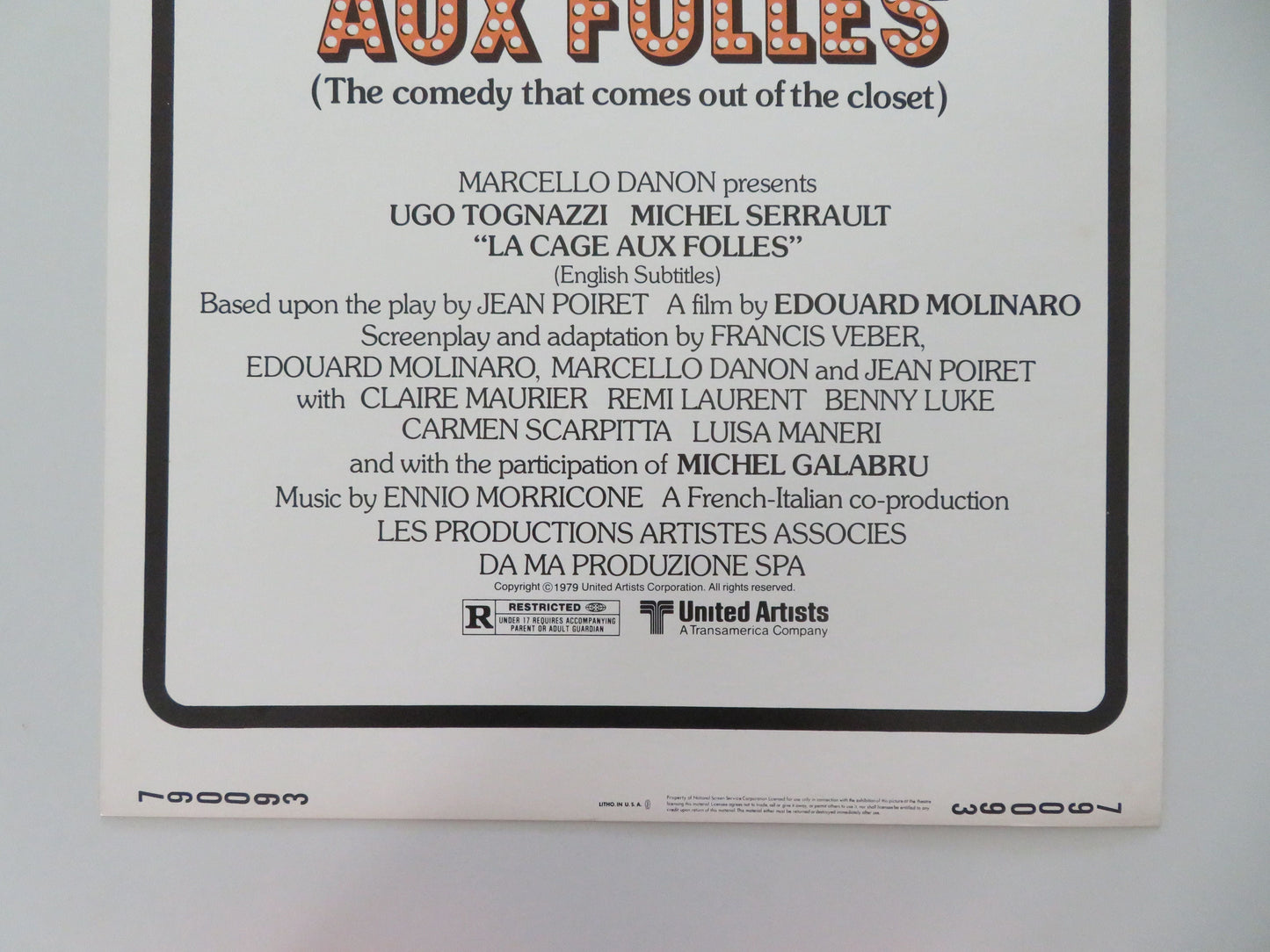 La Cage aux Folles - A US Insert Poster Ugo Tognazzi Michel Serrault 1979 Movie posters