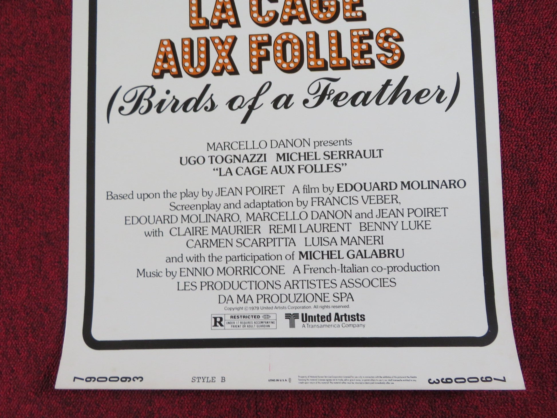 LA CAGE AUX FOLLES - STYLE B US INSERT POSTER UGO TOGNAZZI MICHEL SERRAULT 1979 Rendezvous Cinema Movie posters