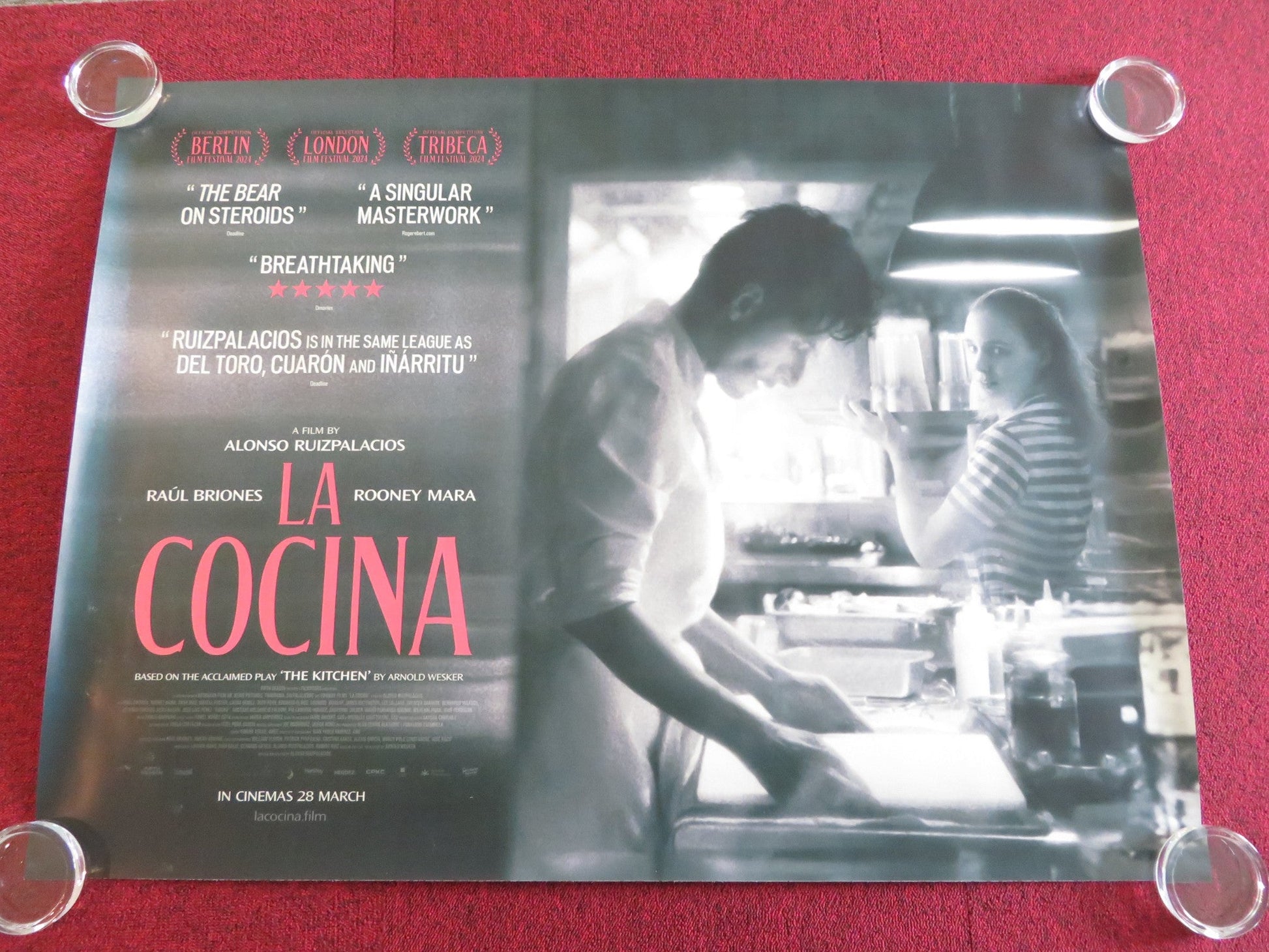 LA COCINA UK QUAD ROLLED POSTER RAUL BRIONES ROONEY MARA 2024 Rendezvous Cinema Movie posters