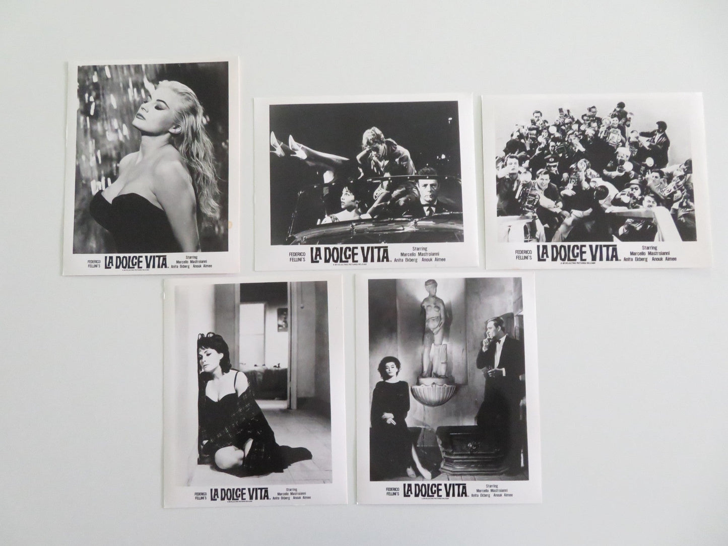 LA DOLCE VITA MOVIE STILL PHOTO LOT OF 5 ANITA EKBERG MARCELLO MASTROIANNI Movie posters