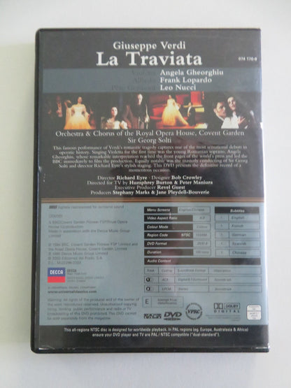 La Traviata (DVD) Angela Gheorghiu Frank Lopardo 1994 Region All Movie posters