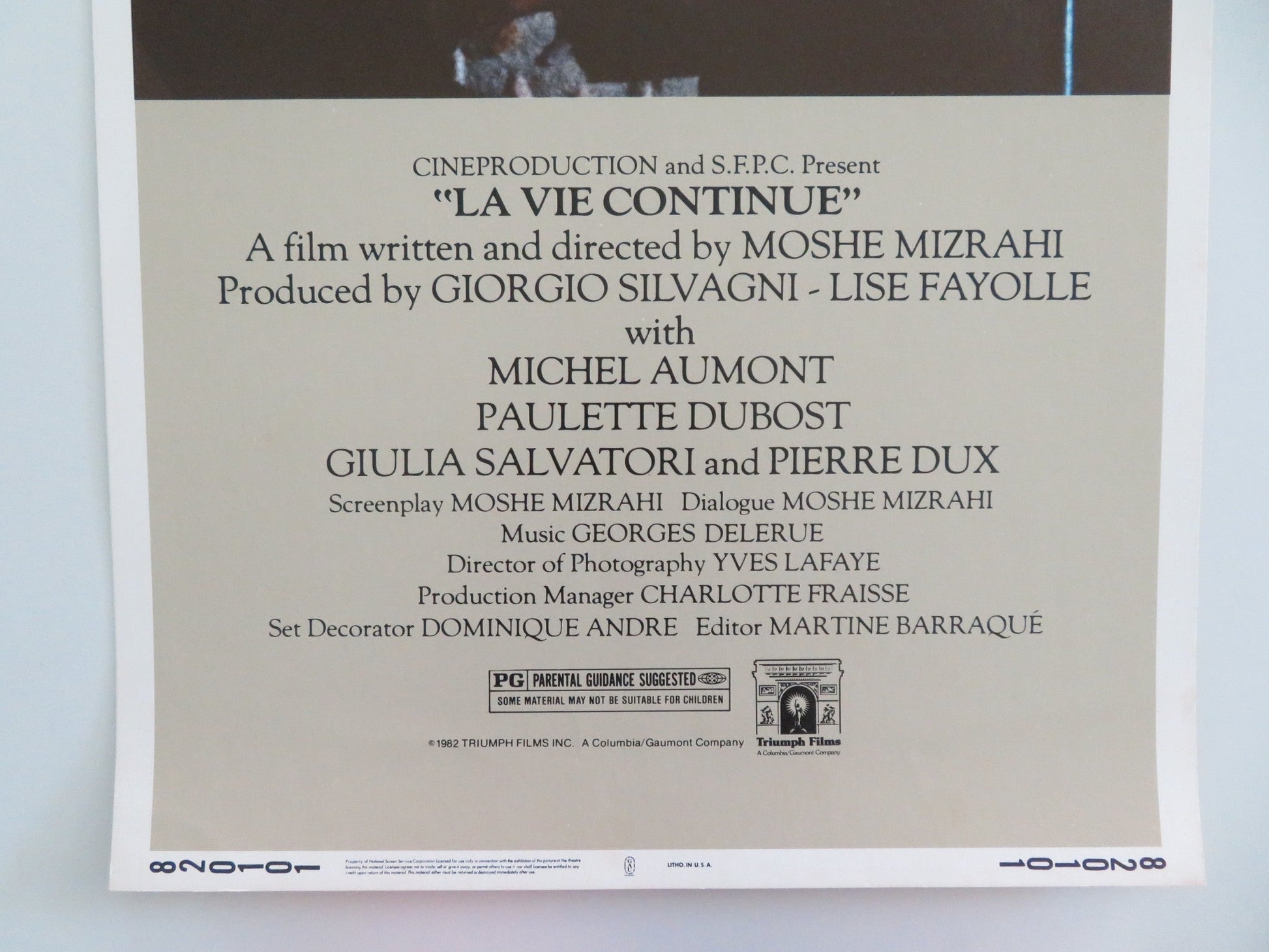 LA VIE CONTINUE US INSERT POSTER ANNIE GIRARDOT JEAN - PIERRE CASSEL 1982 Movie posters