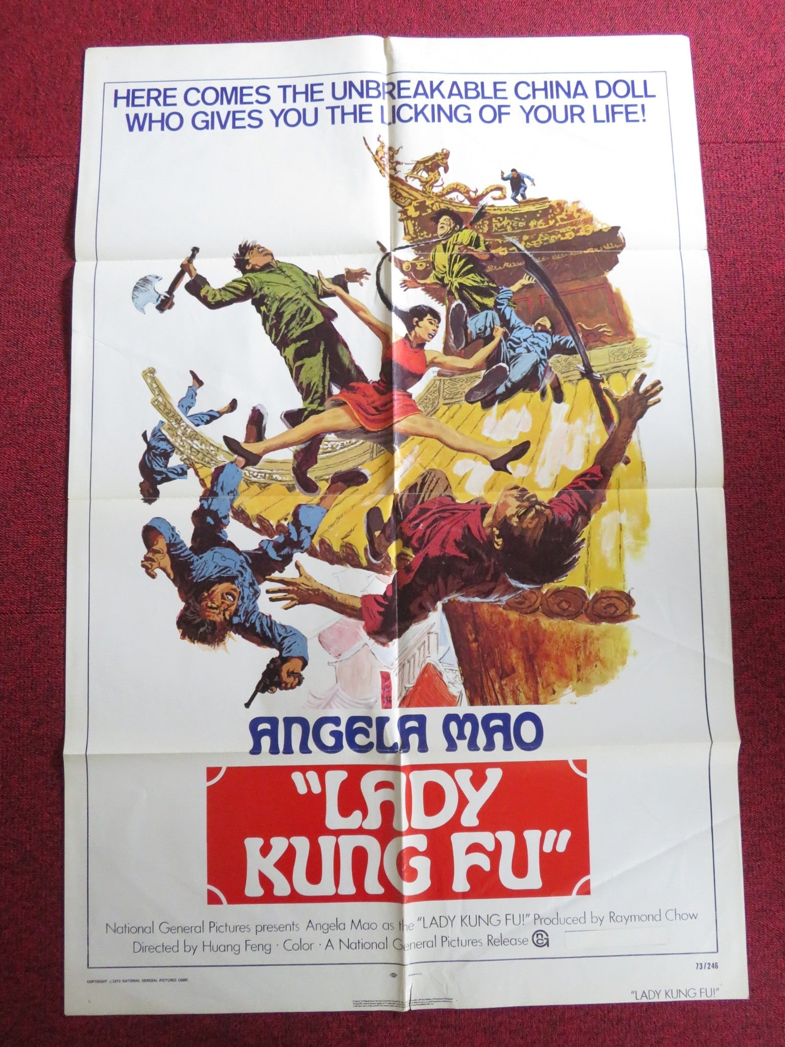 LADY KUNG FU FOLDED US ONE SHEET POSTER ANGELA MAO HUANG FENG 1973 Rendezvous Cinema Movie posters