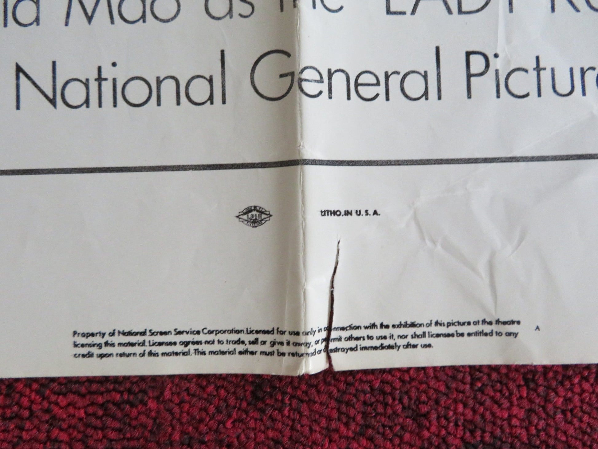 LADY KUNG FU FOLDED US ONE SHEET POSTER ANGELA MAO HUANG FENG 1973 Rendezvous Cinema Movie posters