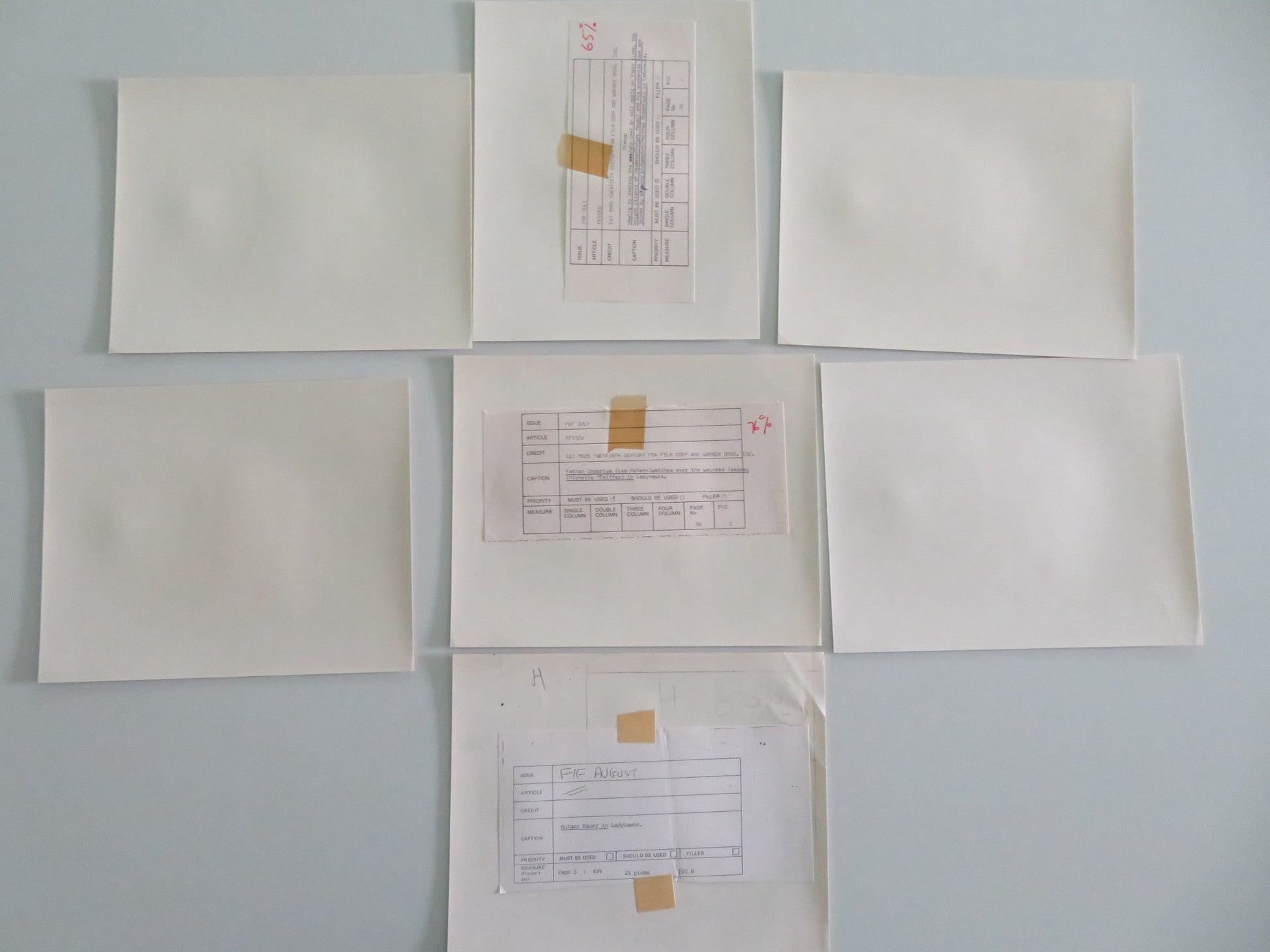 LADYHAWKE MOVIE STILL PHOTO LOT OF 7 MATTHEW BRODERICK RUTGER HAUER 1985 Movie posters