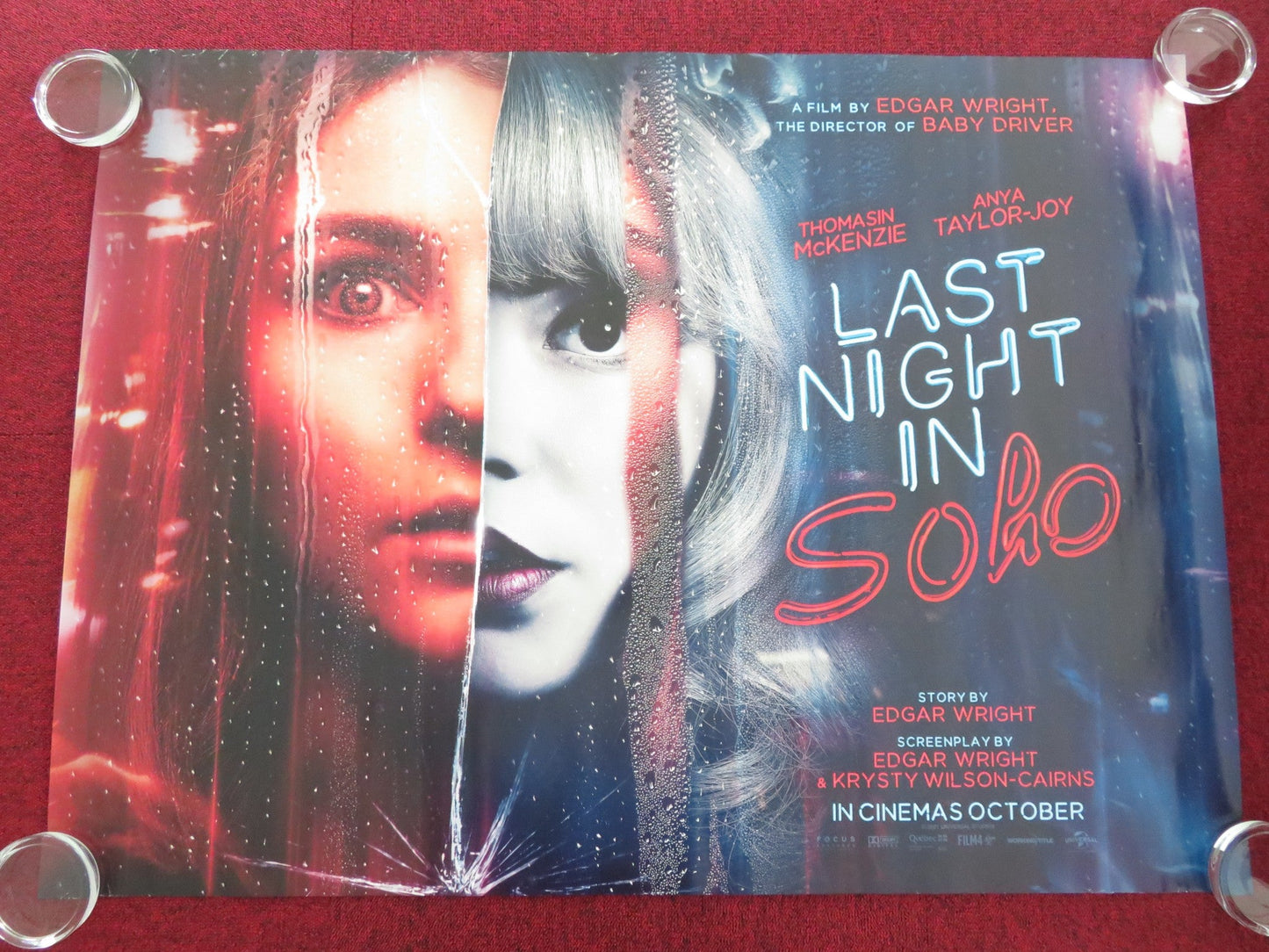 LAST NIGHT IN SOHO - B UK QUAD ROLLED POSTER ANYA TAYLOR - JOY T. MCKENZIE 2021 Movie posters