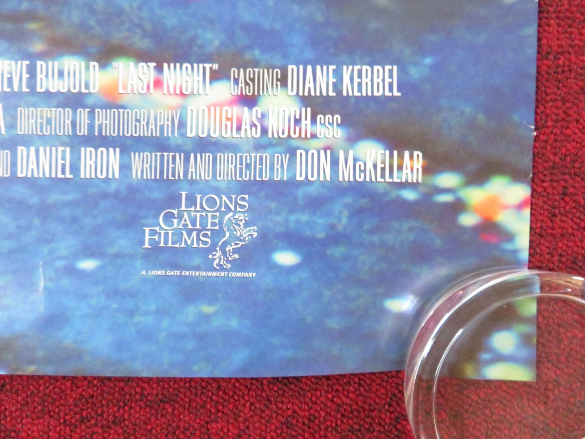 LAST NIGHT US ONE SHEET ROLLED POSTER DON MCKELLAR SANDRA OH 1998 Rendezvous Cinema Movie posters