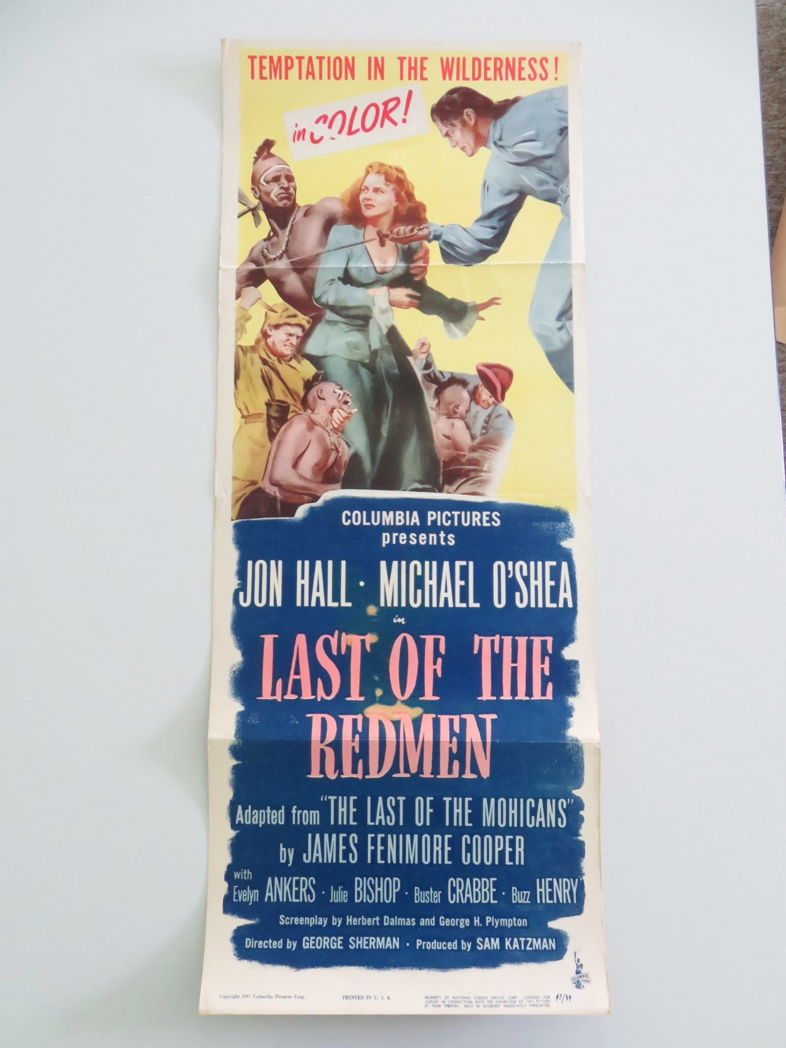 Last of the Redmen US Insert Poster Jon Hall Michael O'Shea 1947 Movie posters