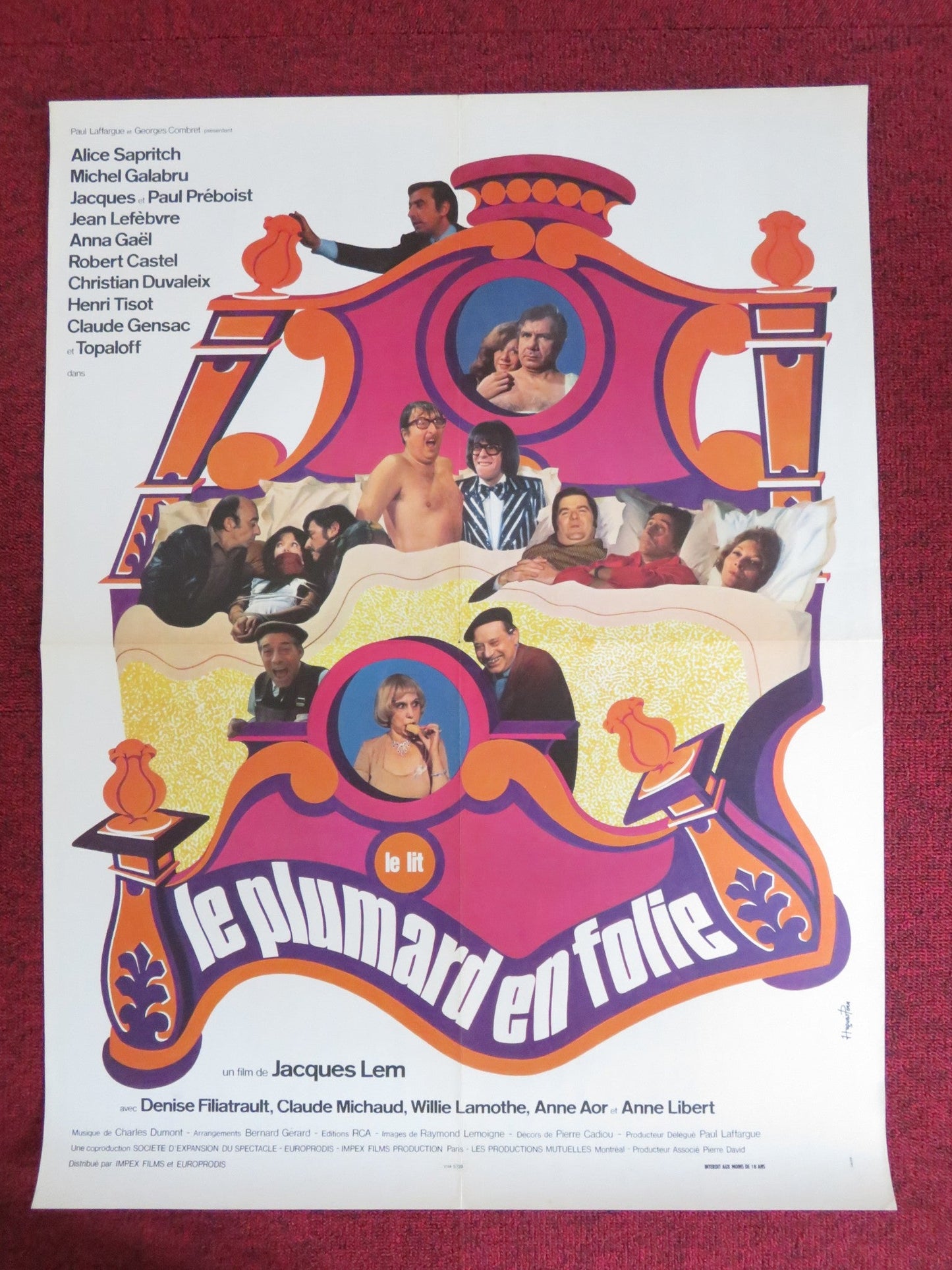 LE LIT... ZE BAWDY BED FRENCH POSTER ROLLED ALICE SAPRITCH MICHEL GALABRU 1974 Rendezvous Cinema Movie posters