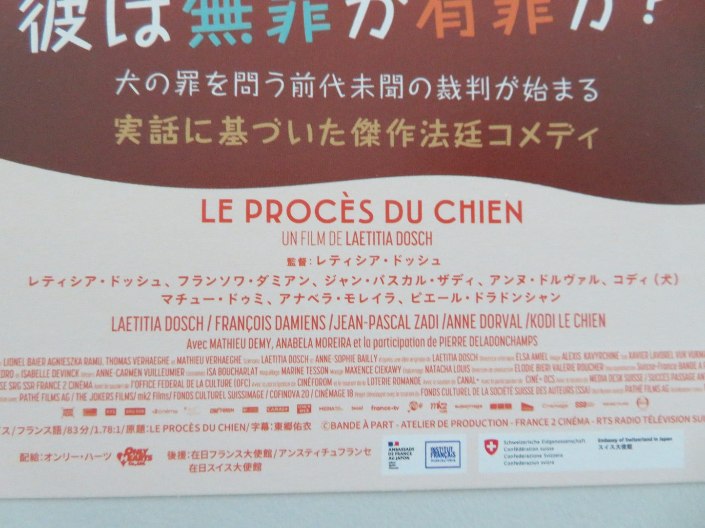 LE PROCES DU CHIEN JAPANESE CHIRASHI (B5) POSTER LAETITEA DOSCH DAMIENS 2024 Movie posters