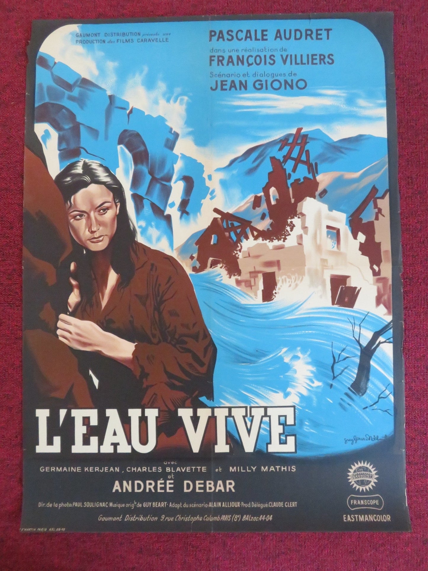 L'EAU VIVE FRENCH POSTER ROLLED PASCALE AUDRET CHARLES BLAVETTE 1958 Rendezvous Cinema Movie posters