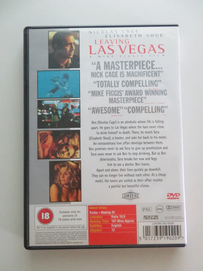 LEAVING LAS VEGAS (DVD) NICOLAS CAGE ELISABETH SHUE 1995 REGION 2 Movie posters