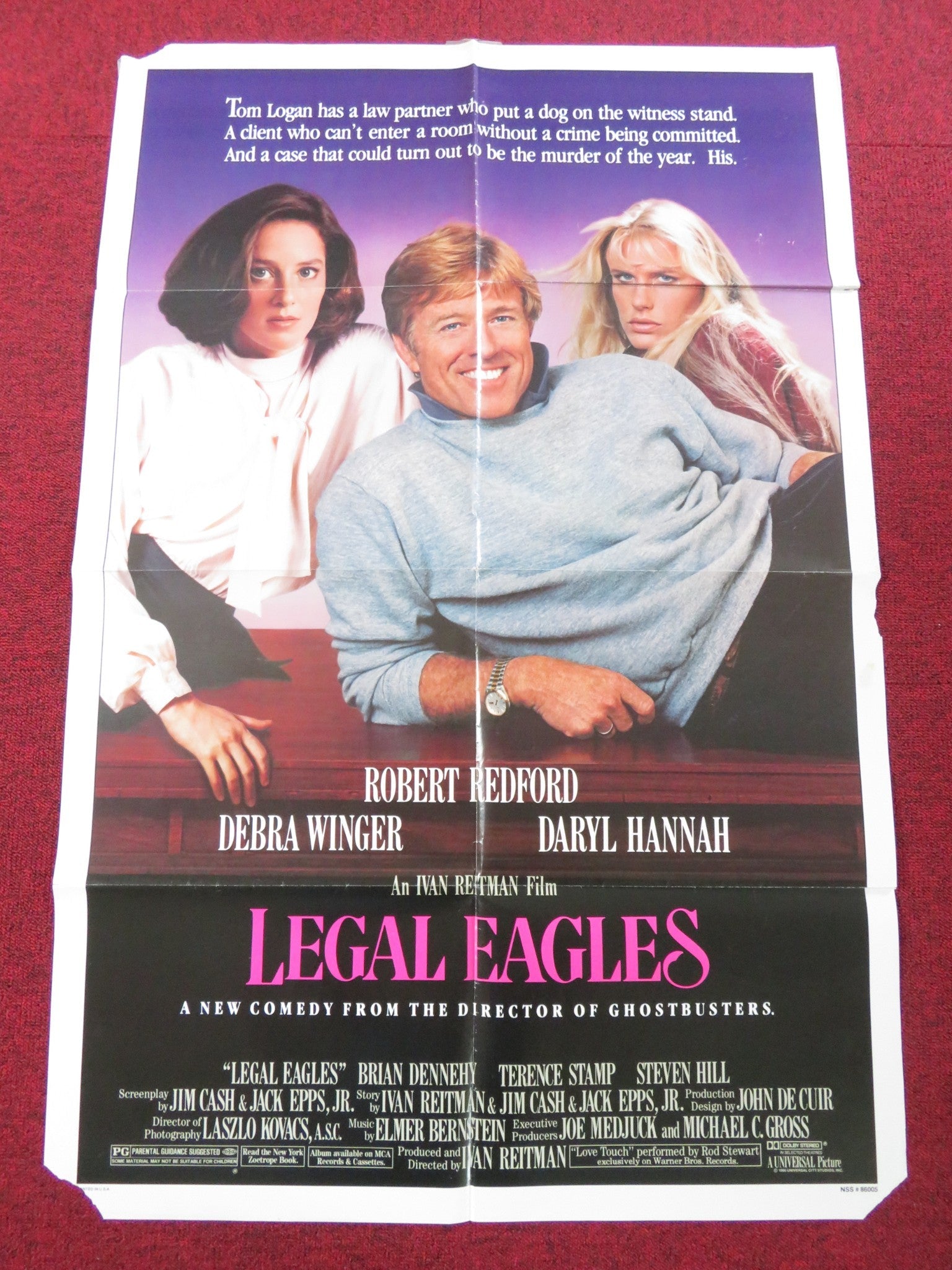 LEGAL EAGLES - B FOLDED US ONE SHEET POSTER ROBERT REDFORD DEBRA WINGER 1986 Rendezvous Cinema Movie posters