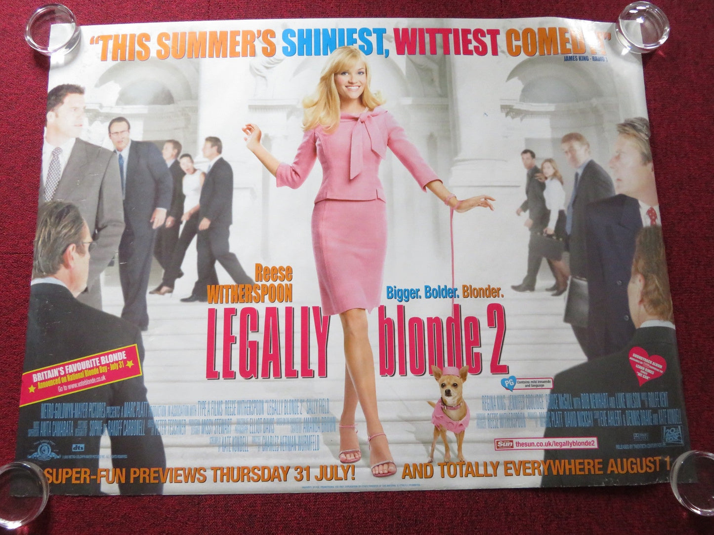 LEGALLY BLONDE 2 UK QUAD ROLLED POSTER REESE WITHERSPOON SALLY FIELD 2003 Rendezvous Cinema Movie posters
