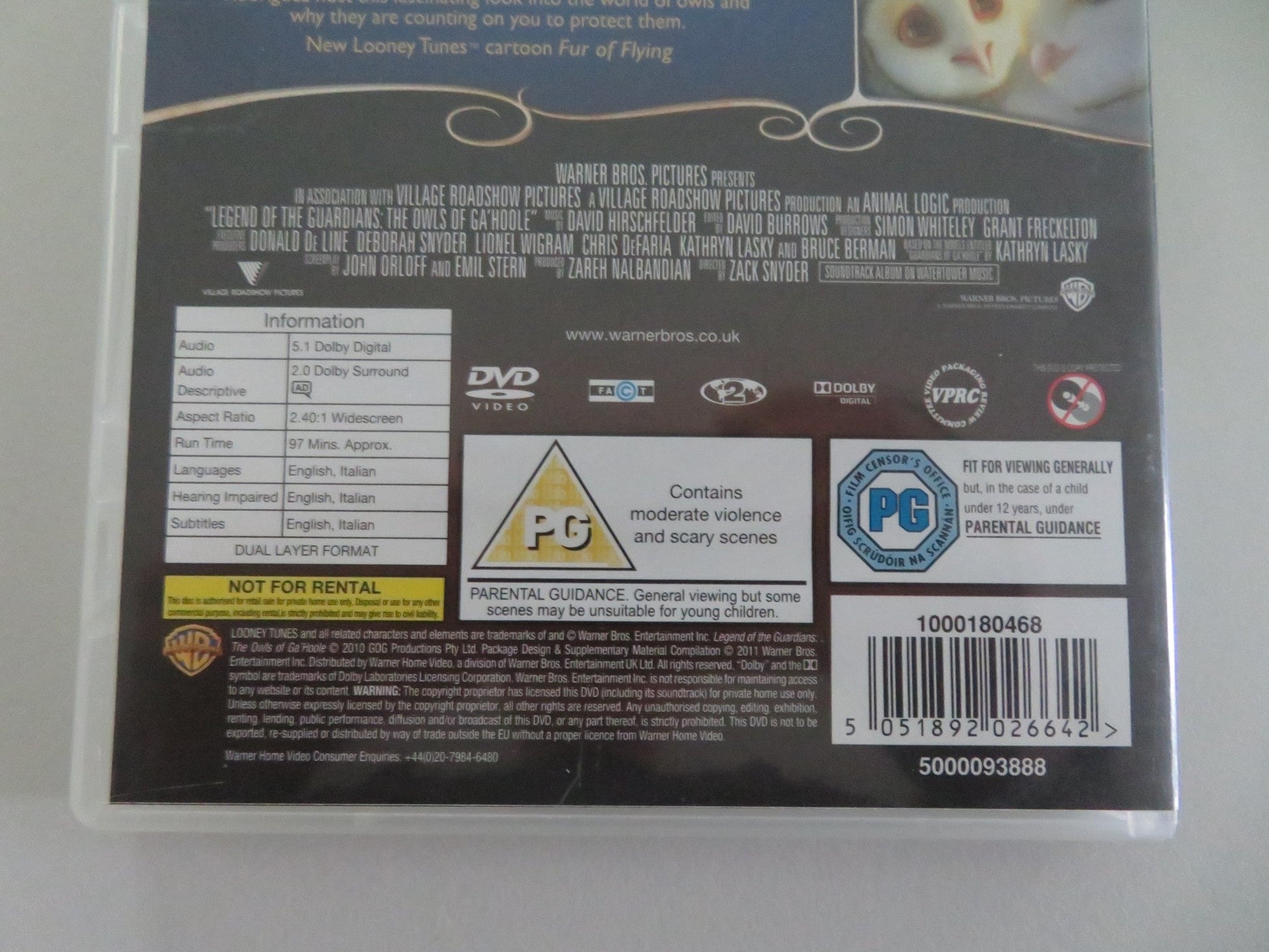 LEGEND OF THE GUARDIANS: THGE OWLS OF GA'HOOLE (DVD) EMILY BARCLAY 2010 REGION 2 Movie posters
