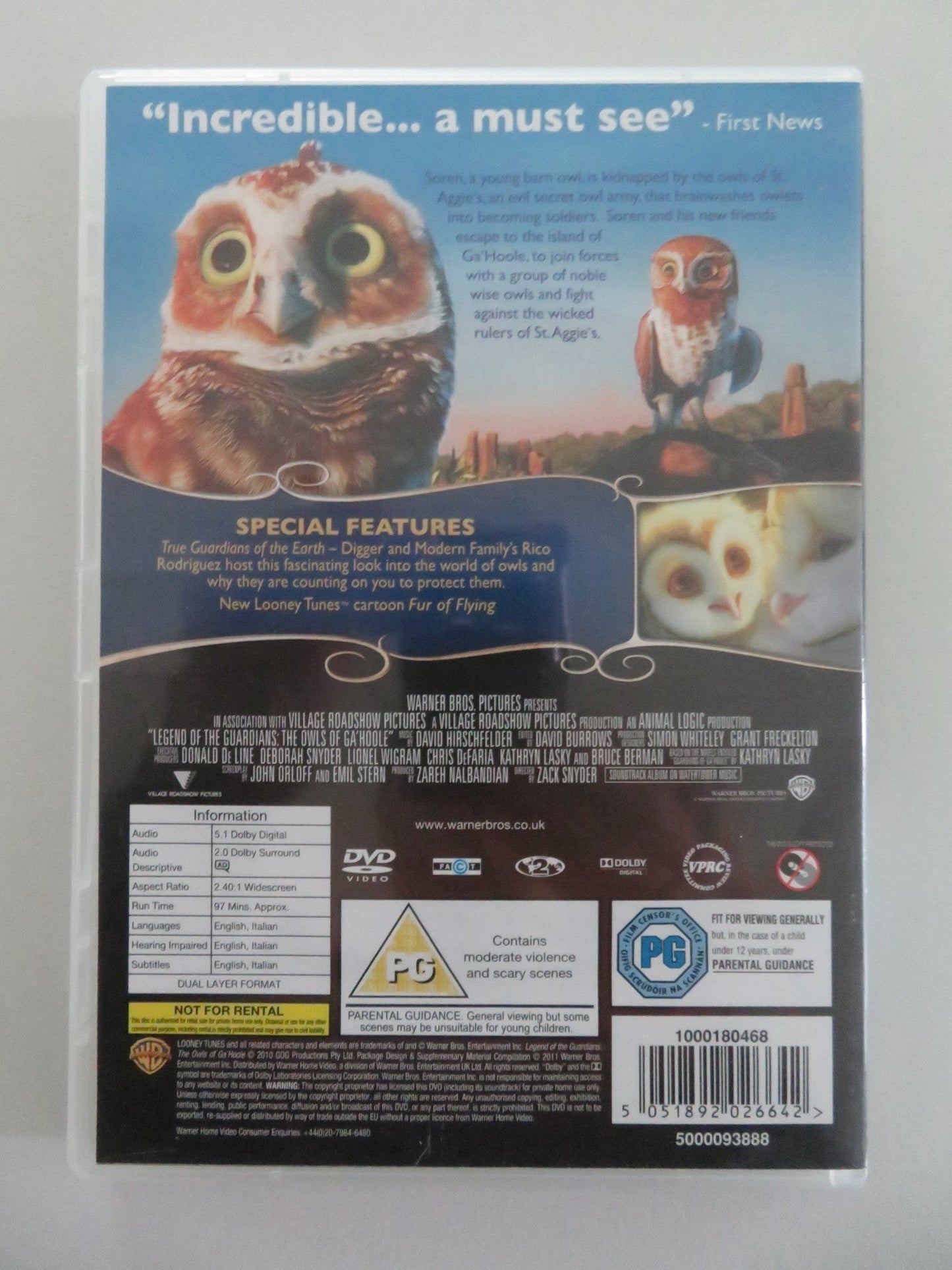 LEGEND OF THE GUARDIANS: THGE OWLS OF GA'HOOLE (DVD) EMILY BARCLAY 2010 REGION 2 Movie posters
