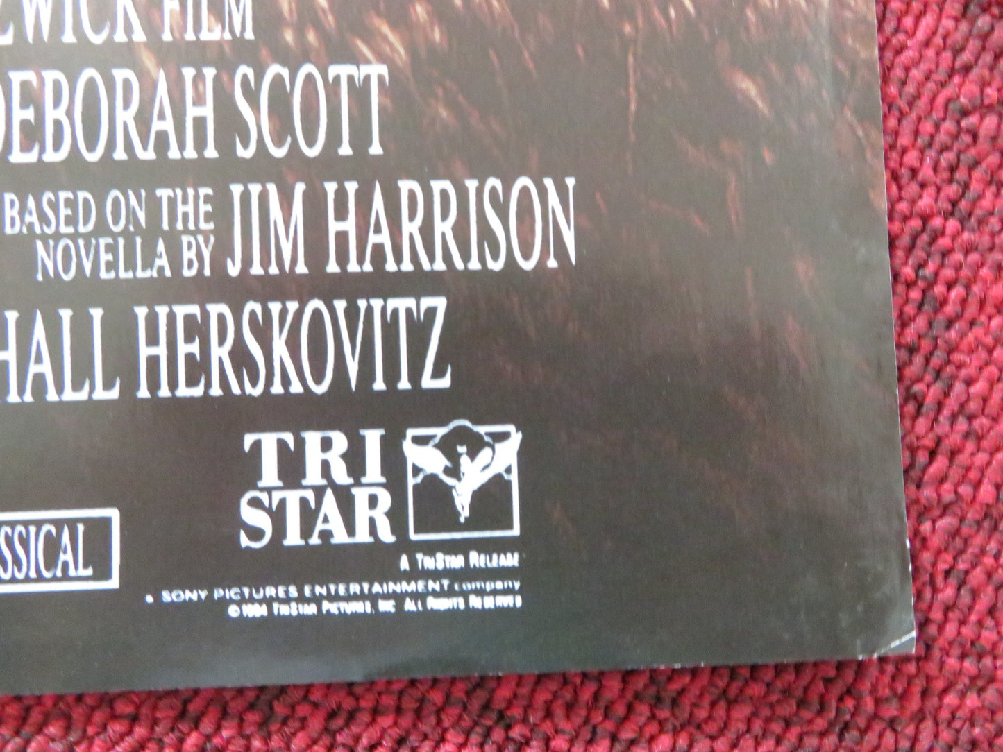 LEGENDS OF THE FALL VHS VIDEO POSTER BRAD PITT ANTHONY HOPKINS 1994 Rendezvous Cinema Movie posters