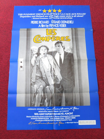 LES COMPERES FOLDED US ONE SHEET POSTER PIERRE RICHARD GERARD DEPARDIEU 1984 Rendezvous Cinema Movie posters