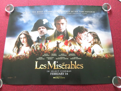 LES MISERABLES UK QUAD ROLLED POSTER HUGH JACKMAN RUSSELL CROWE 2012 Rendezvous Cinema Movie posters