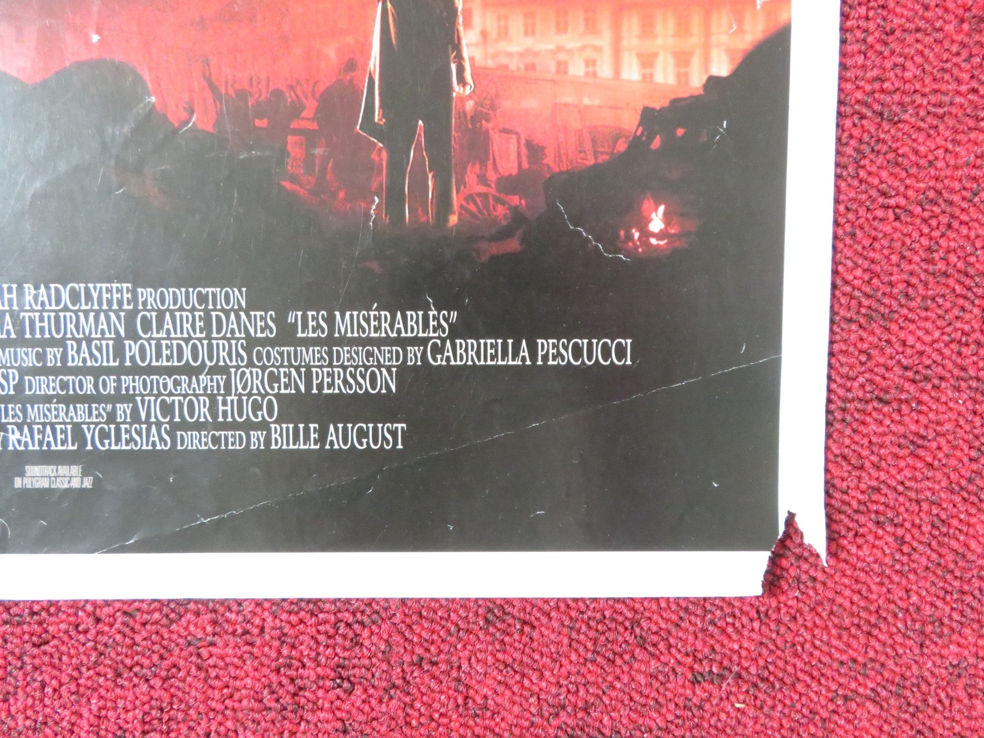 LES MISERABLES VHS POSTER ROLLED LIAM NEESON UMA THURMAN 1998 Rendezvous Cinema Movie posters