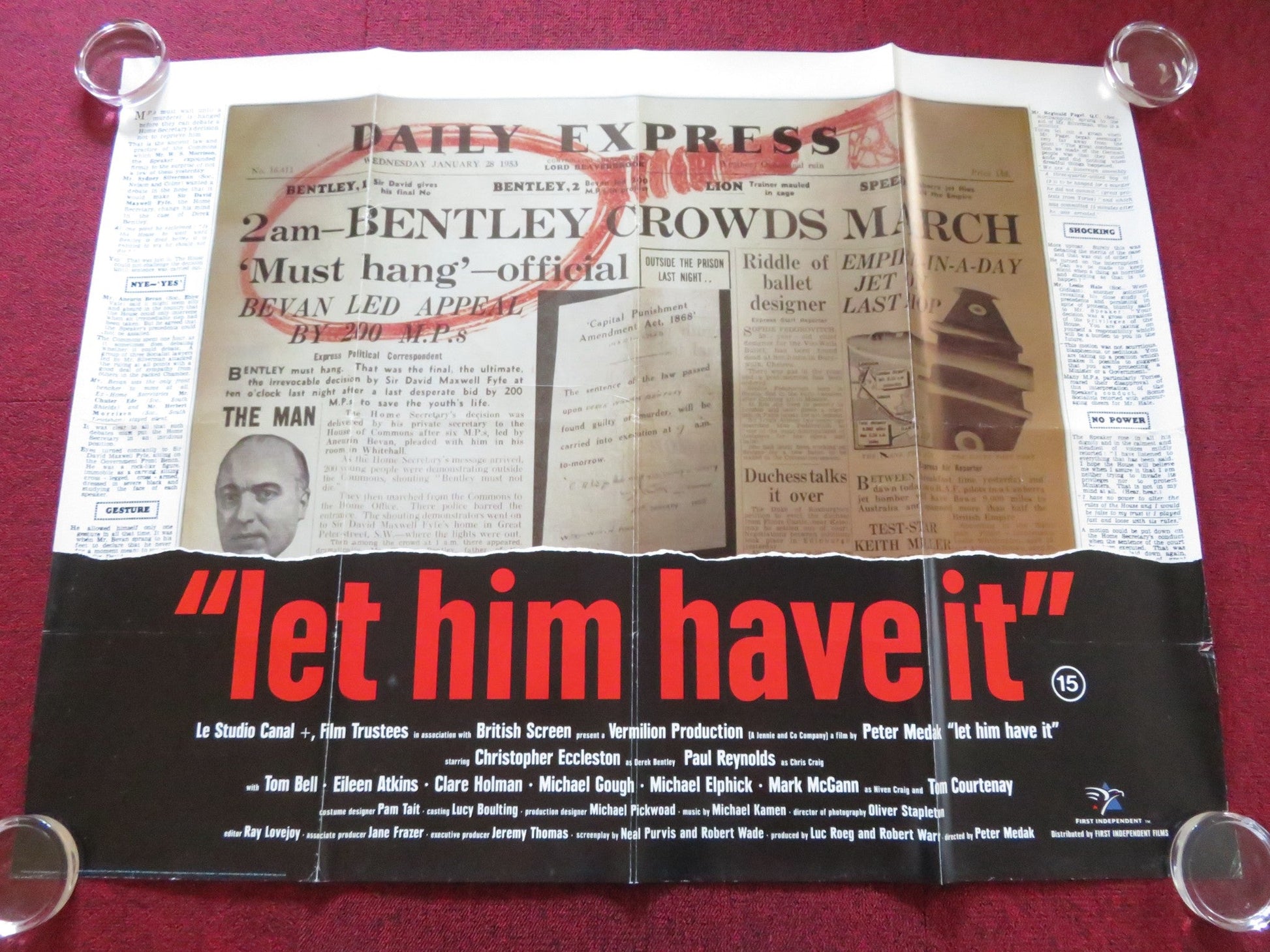 LET HIM HAVE IT UK QUAD ROLLED POSTER CHRISTOPHER ECCLESTON TOM COURTENAY 1991 Rendezvous Cinema Movie posters
