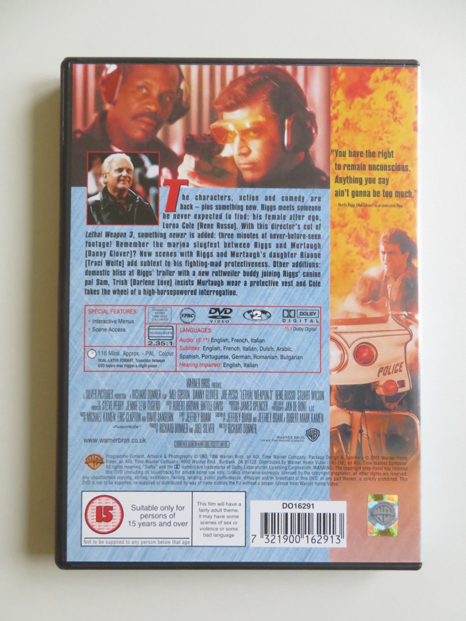 LETHAL WEAPON 3 (DVD) MEL GIBSON DANNY GLOVER 1992 REGION 2 Movie posters