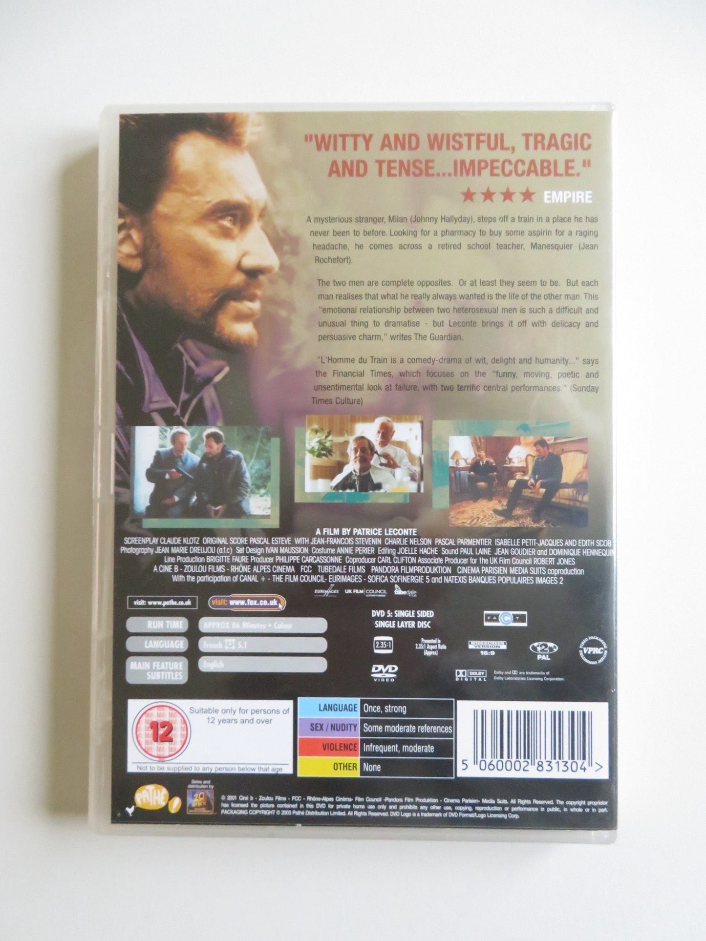 L'HOMME DU TRAIN (DVD) JEAN ROCHFORT JOHNNY HALLYDAY 2002 REGION 2 Movie posters