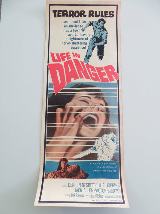 Life in Danger US Insert Poster Derren Nesbitt Julie Hopkins 1963 Movie posters