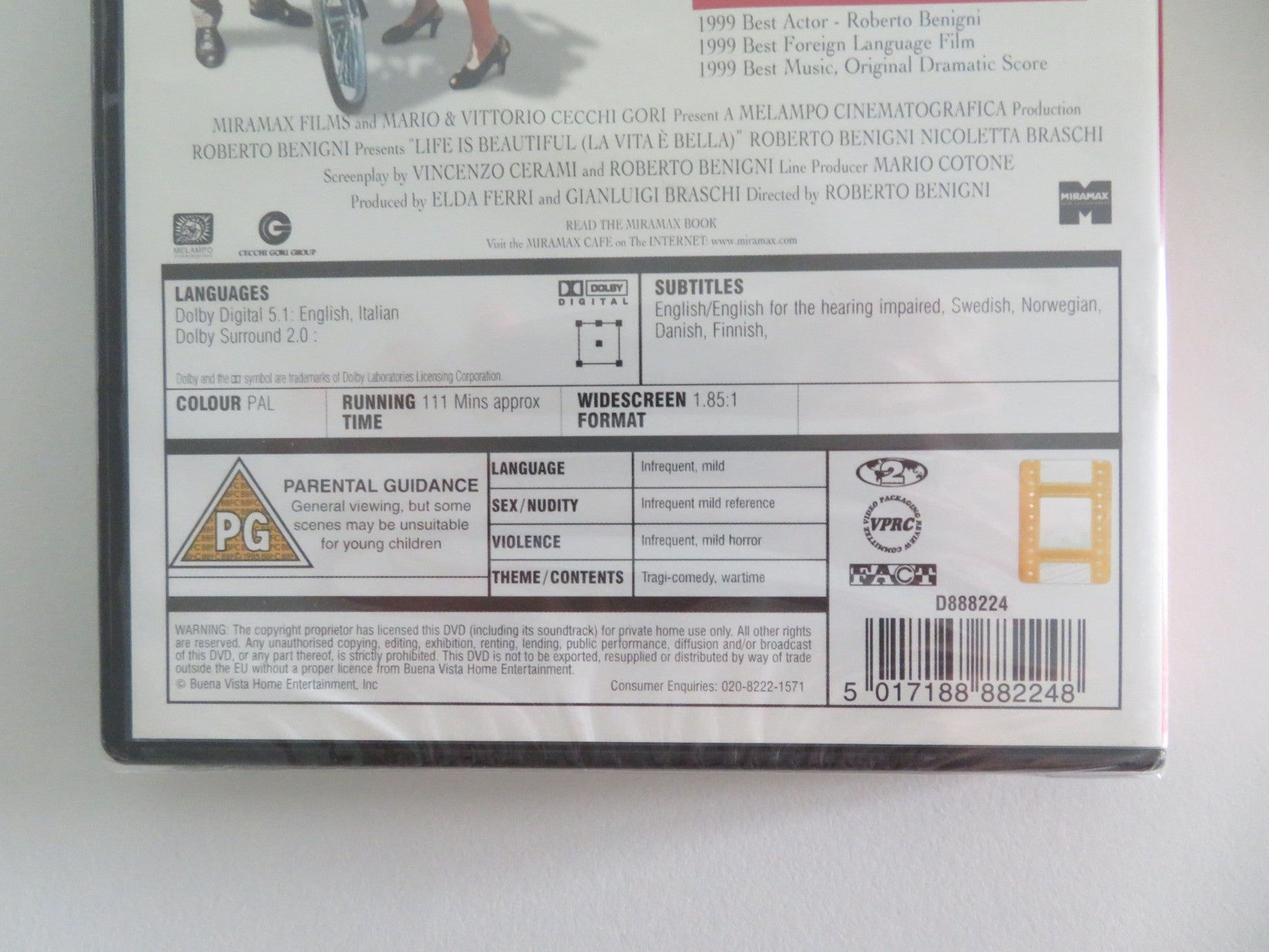 LIFE IS BEAUTIFUL (DVD) ROBERT BENIGNI NICOLETTA BRASCHI 1997 REGION 2 Movie posters