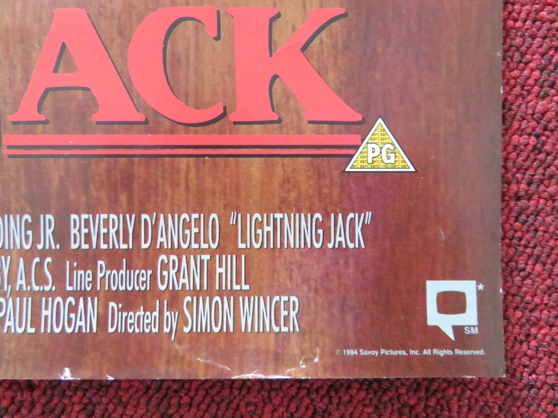 LIGHTNING JACK VHS VIDEO POSTER PAUL HOGAN CUBA GOODING JR. 1994 Rendezvous Cinema Movie posters