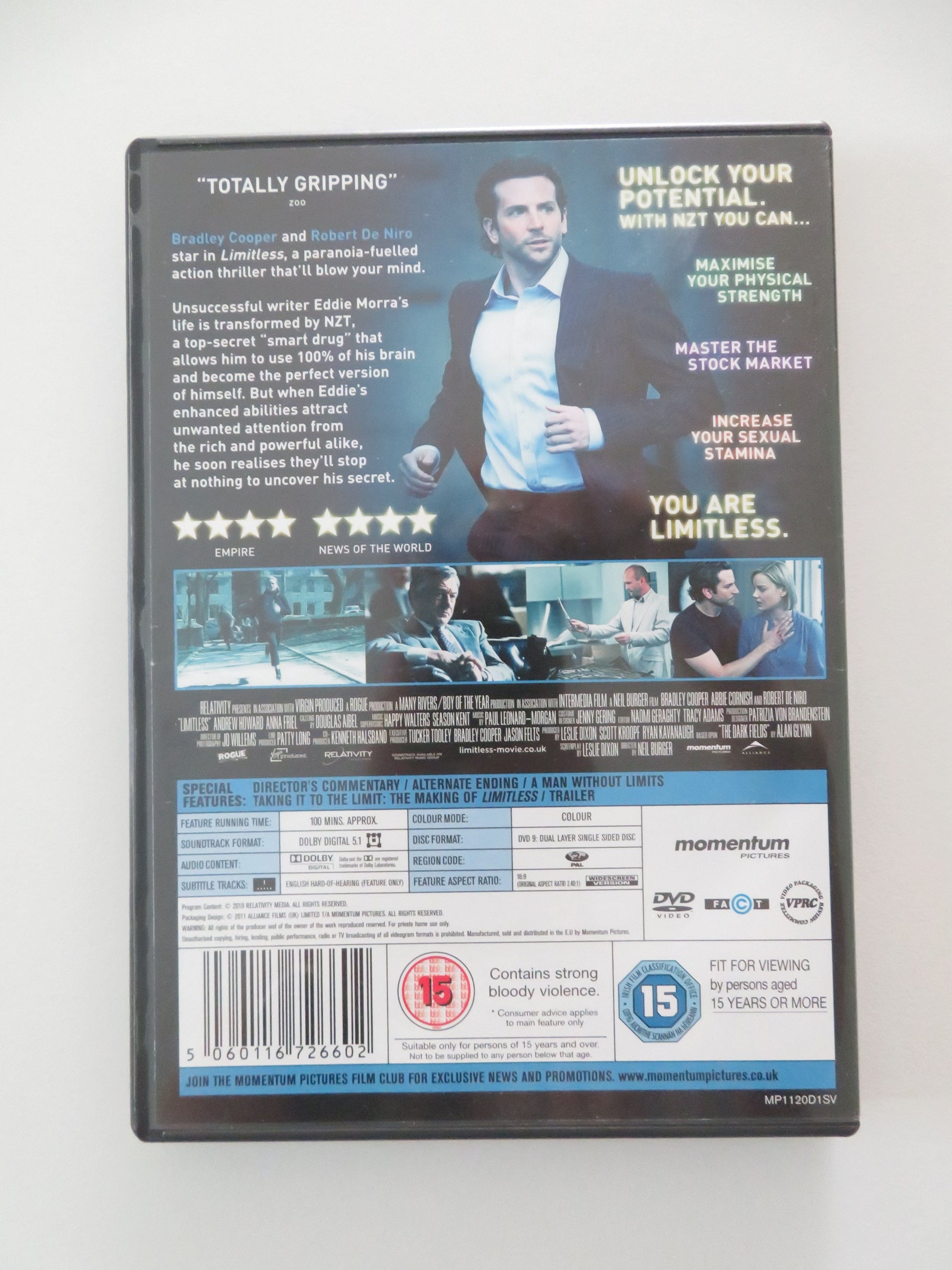 Limitless (DVD) Bradley Cooper Anna Friel Robert De Niro 2011 Region 2 Movie posters