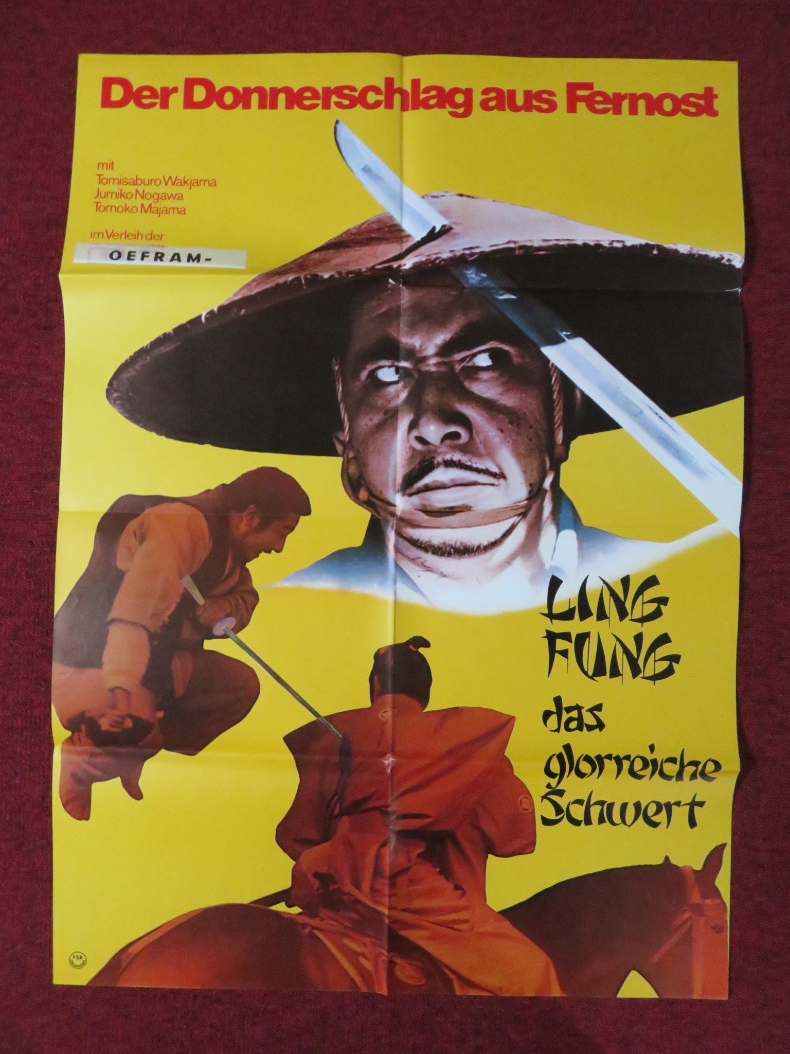 LING FUNG DAS GLORREICHE SCHWERT GERMAN A1 POSTER FOLDED T. WAKAYAMA 1973 Rendezvous Cinema Movie posters