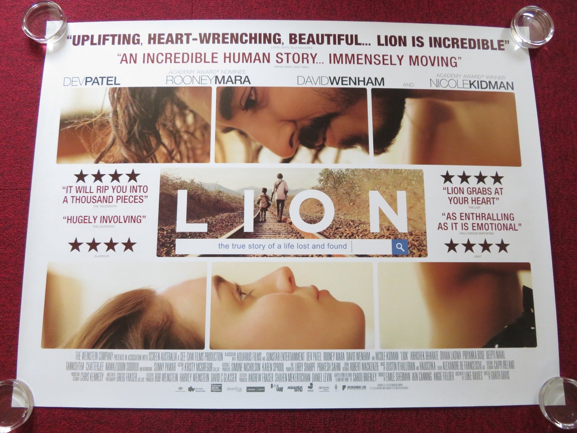 LION UK QUAD ROLLED POSTER NICOLE KIDMAN DEV PATEL 2016 Rendezvous Cinema Movie posters